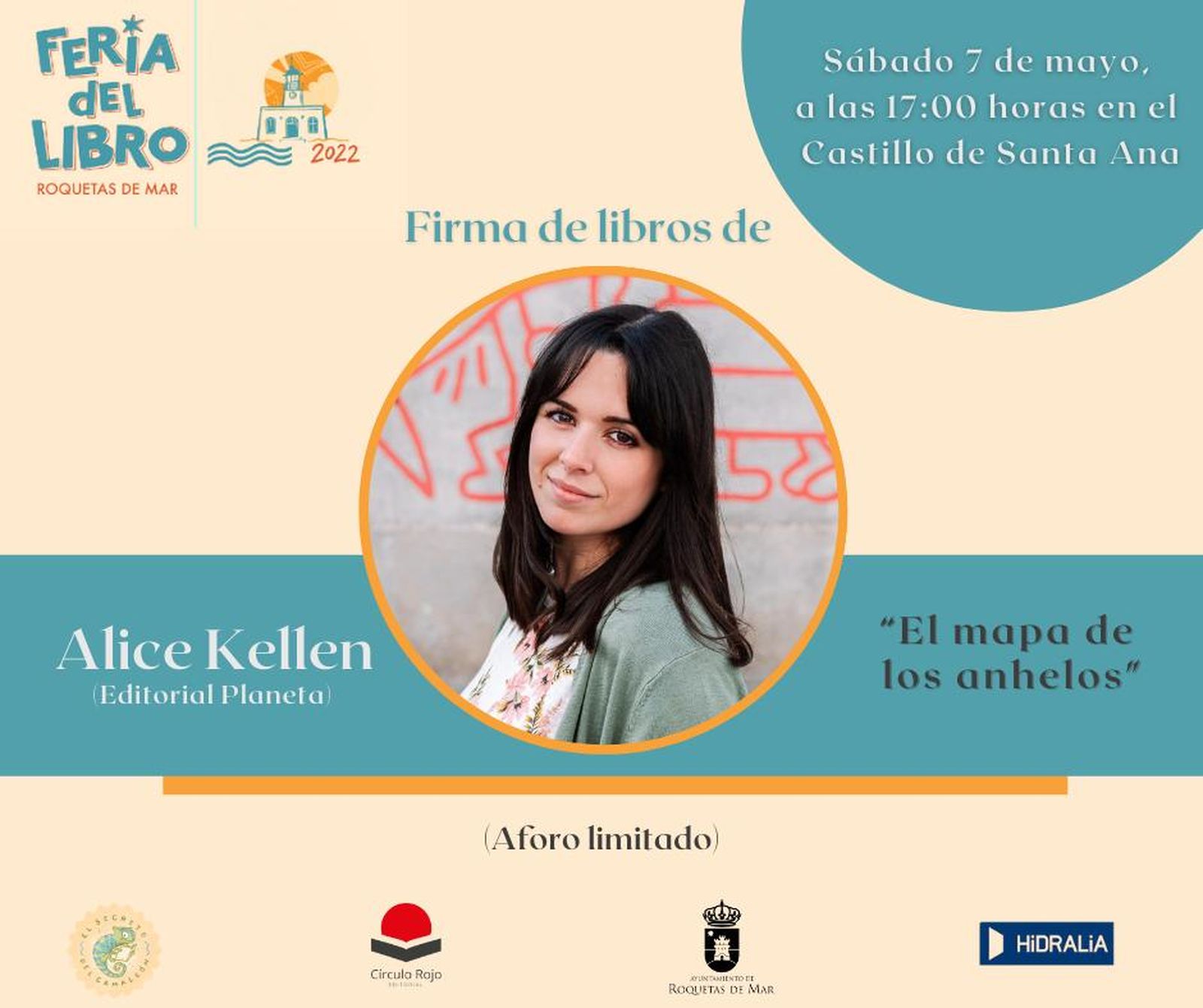 Cartel anunciador de la firma de libros de Alice Kellen.