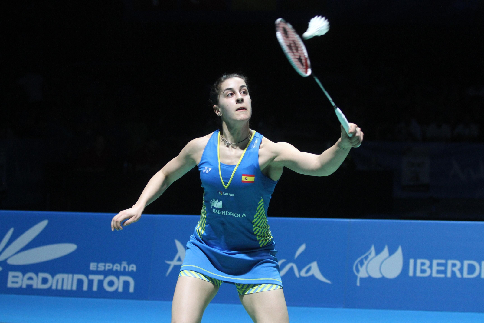 Partido y victoria de Carolina Marín en el Europeo de Bádminton celebrado en Huelva