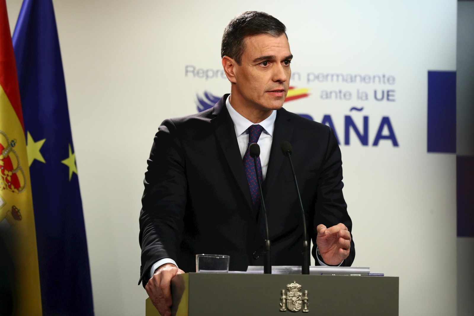 Pedro Sánchez, en una comparecencia en Bruselas