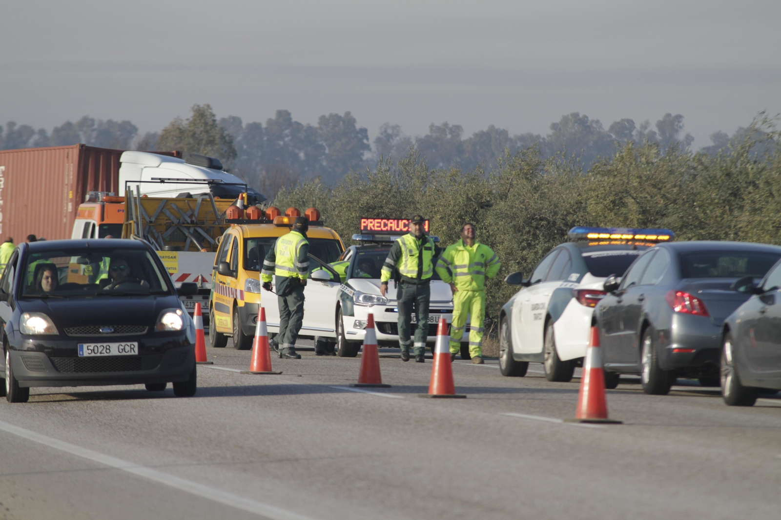 Cortes de tráfico por el accidente.