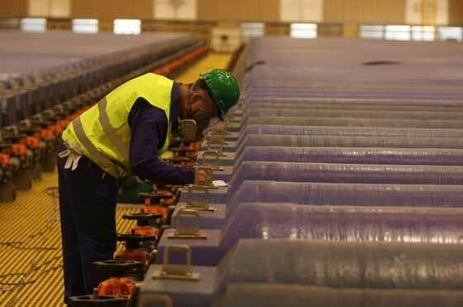 La planta hidrometalúrgica, donde se producen los cátados de cobre.