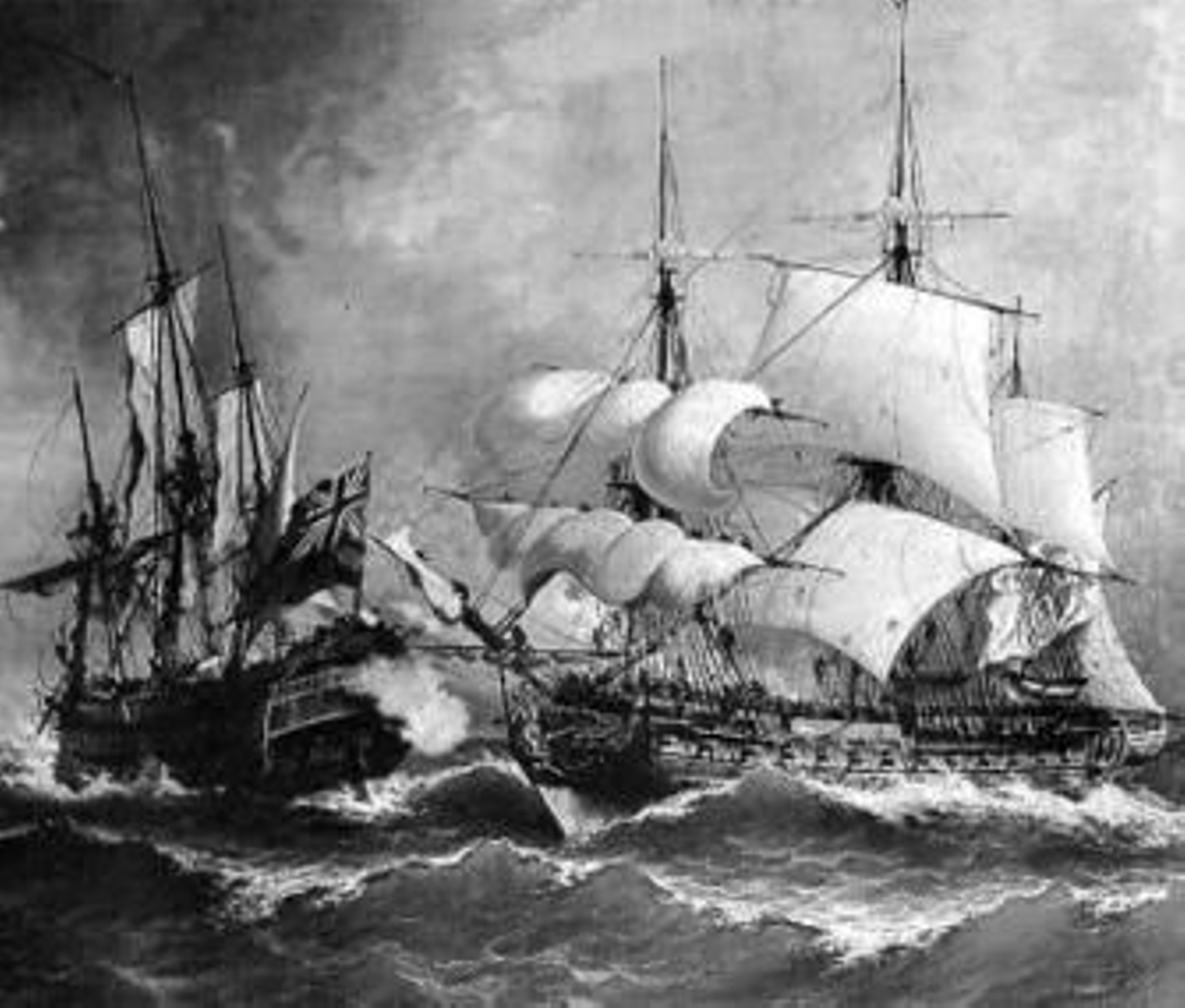 Representación pictórica del ataque de Blas de Lezo a la flota inglesa.