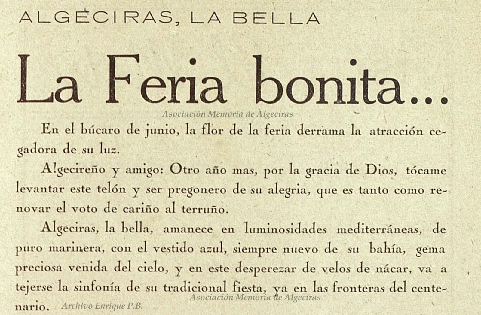 La exposición 'Los primeros 100 años de la Feria de Algeciras', en imágenes