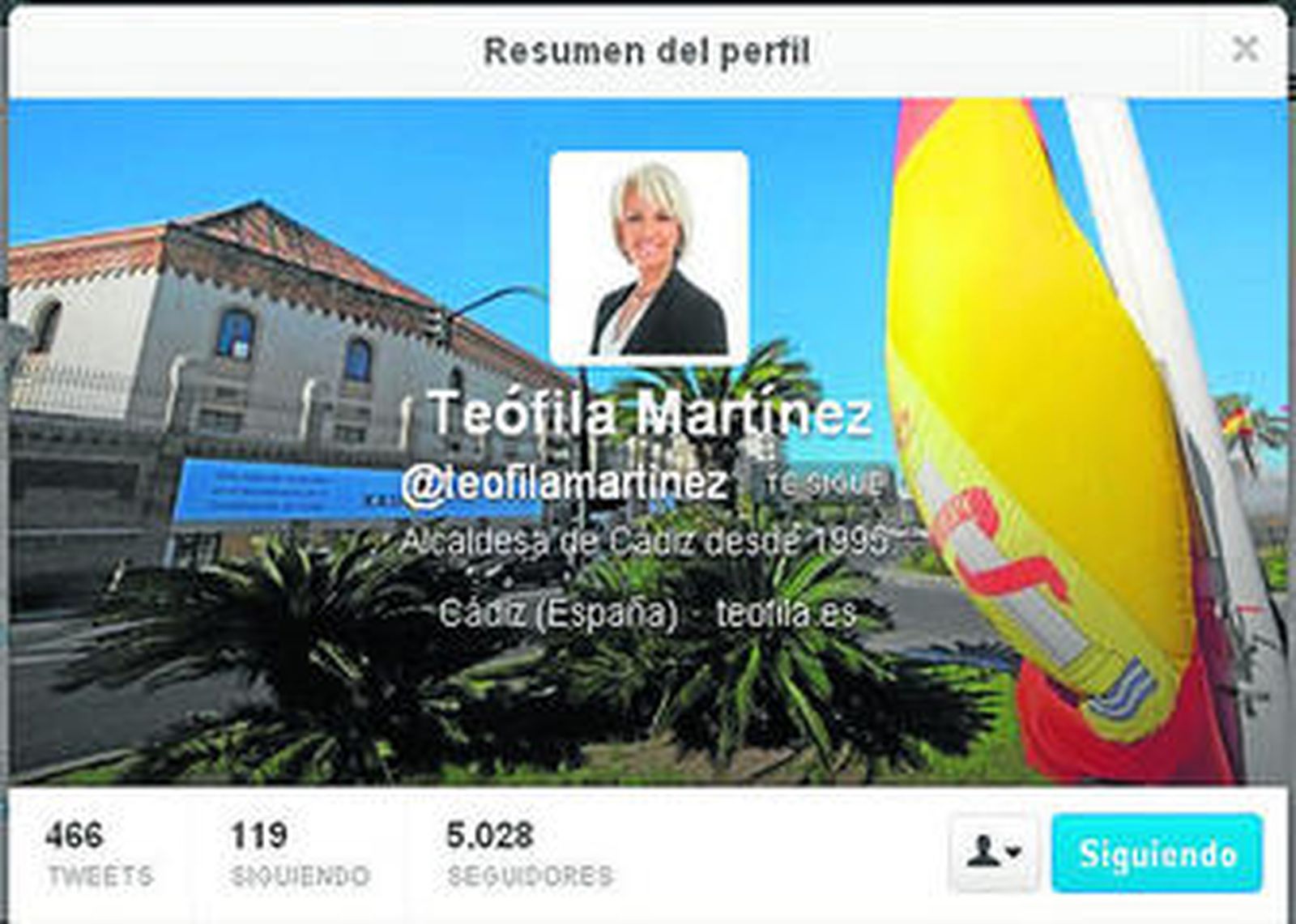 Página del perfil de Teófila Martínez en la red social Twitter.