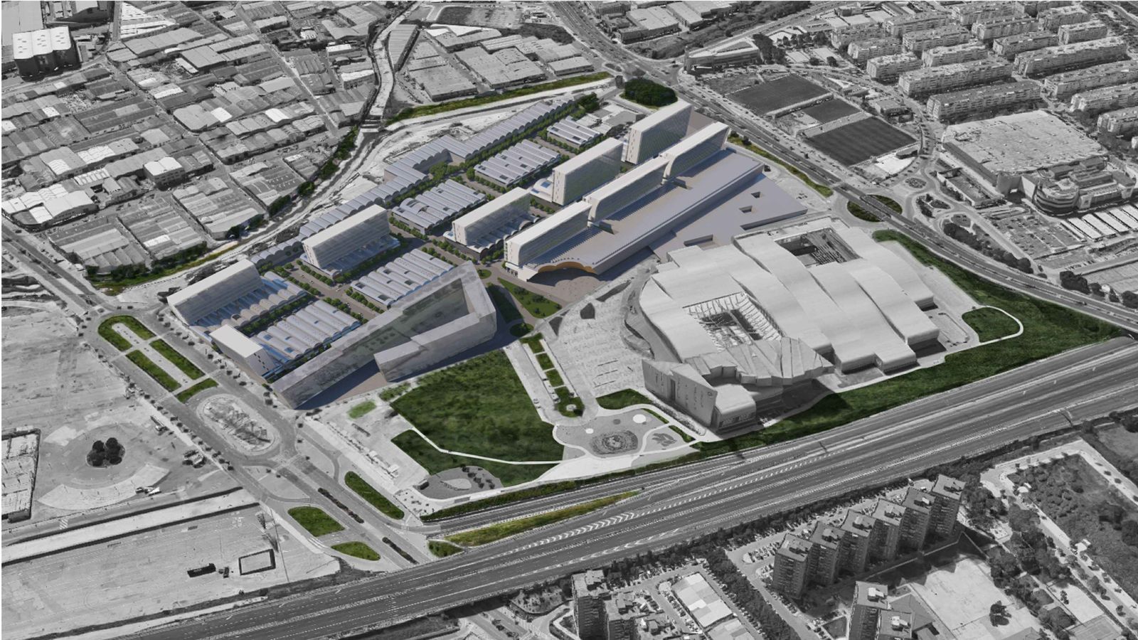 Infografía de la ordenación propuesta para la transformación de Cortijo de Torres.