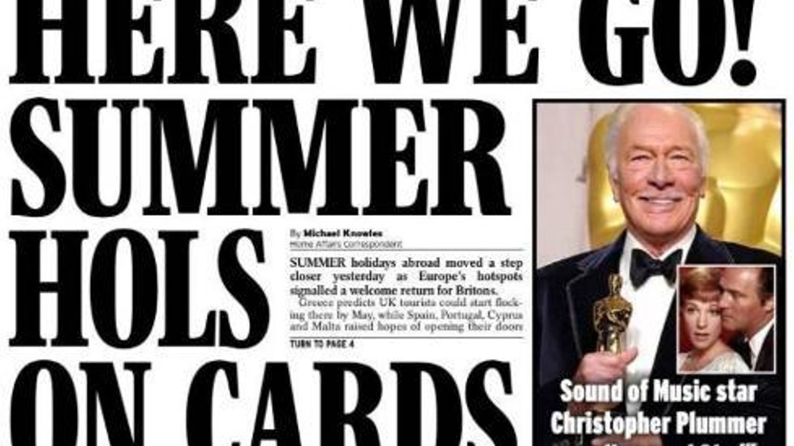 Portada del periódico Daily express