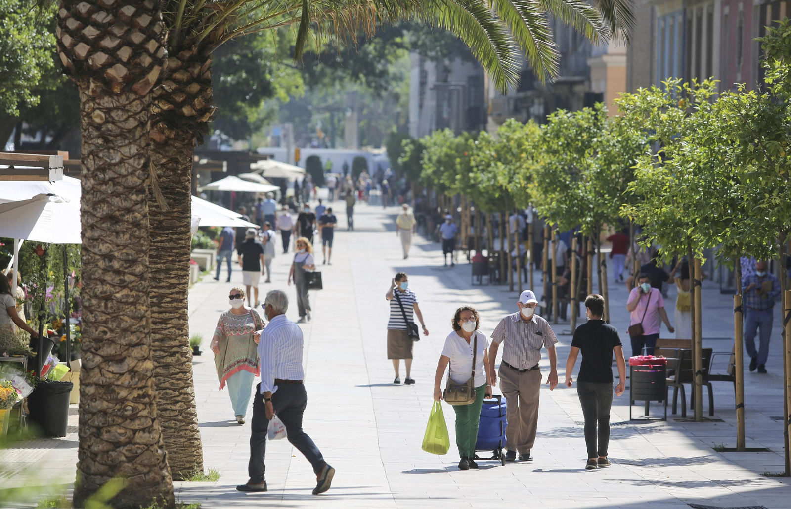 Varias personas por la Alameda Principal.