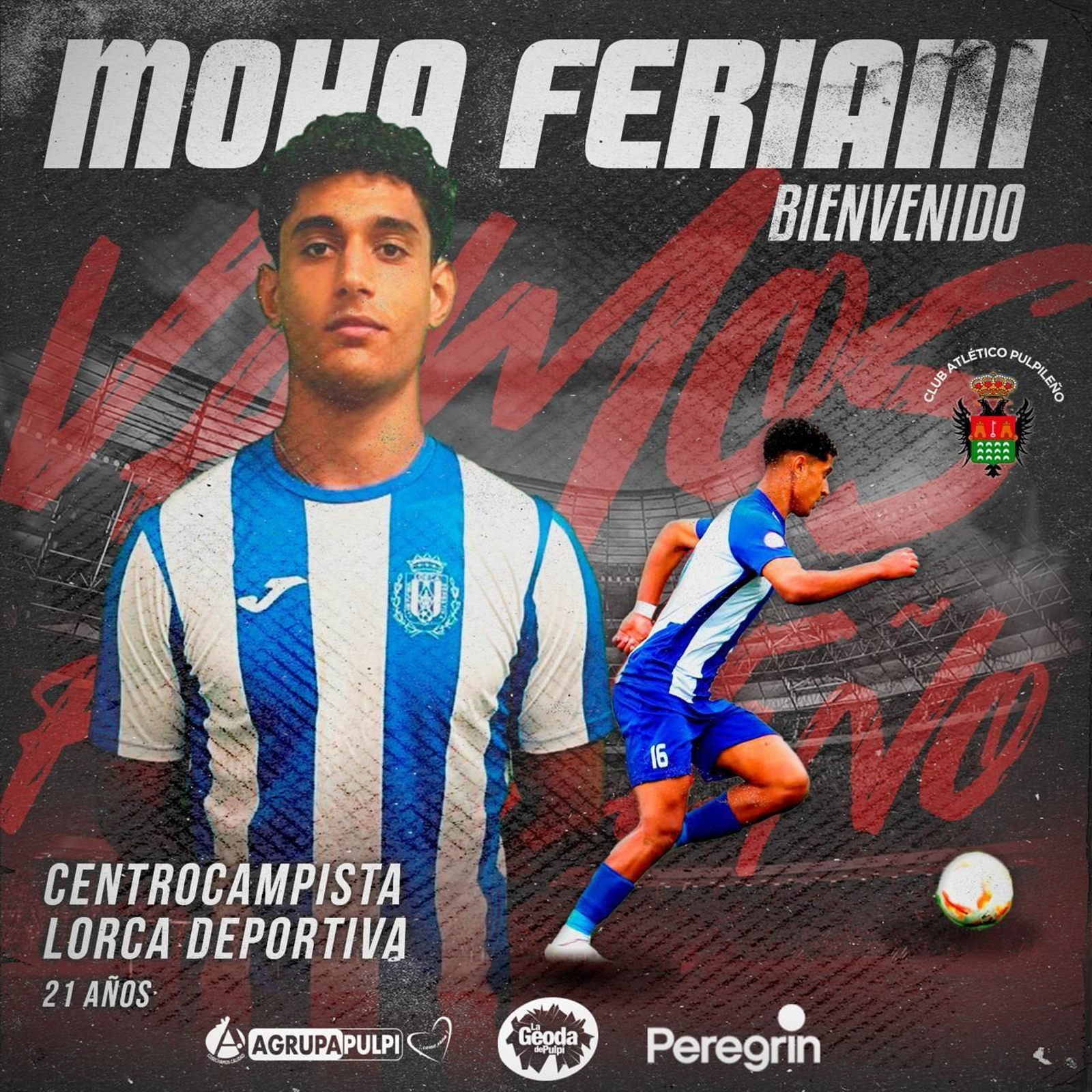 Cartel con el que el conjunto rojinegro anunciaba la incorporación de Moha Feriani.