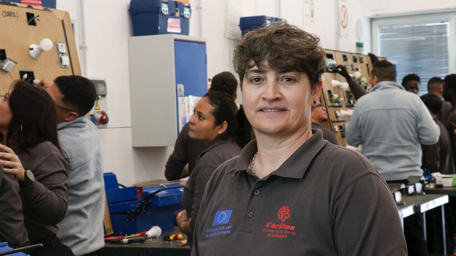 Laura García durante su formación en el centro diocesano de empelo de Cáritas Sevilla.
