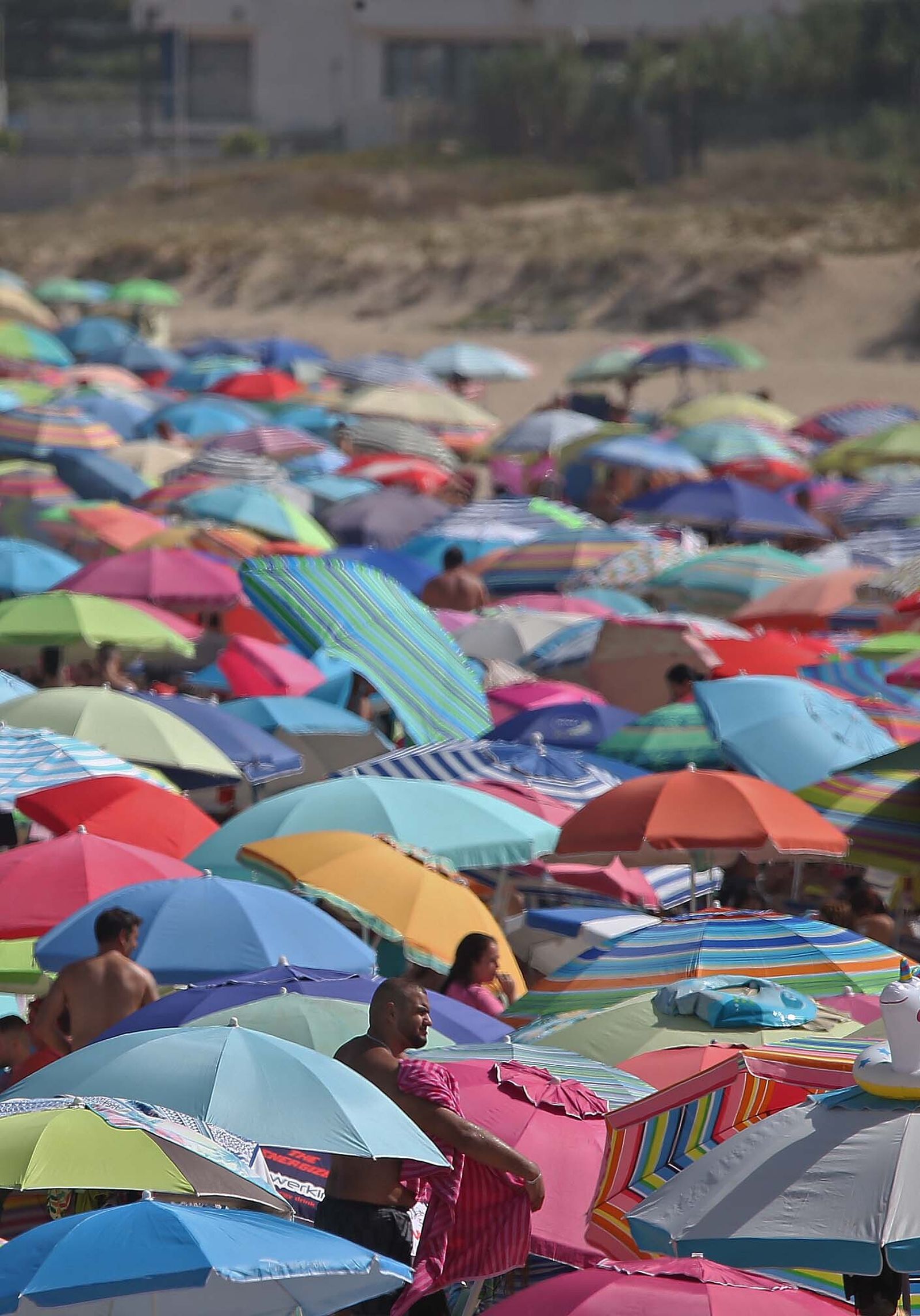 La playa de Getares abarrotada este domingo, en imágenes