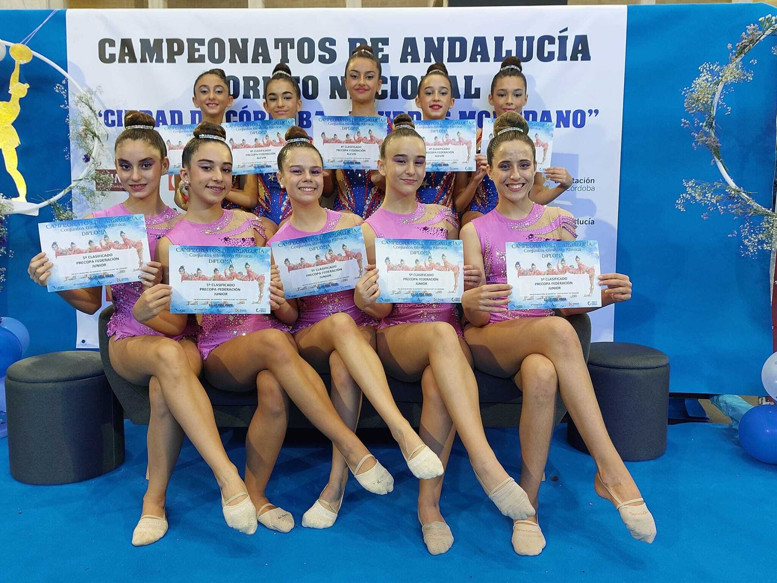 Los dos conjuntos de Algeciras con sus diplomas, en Córdoba