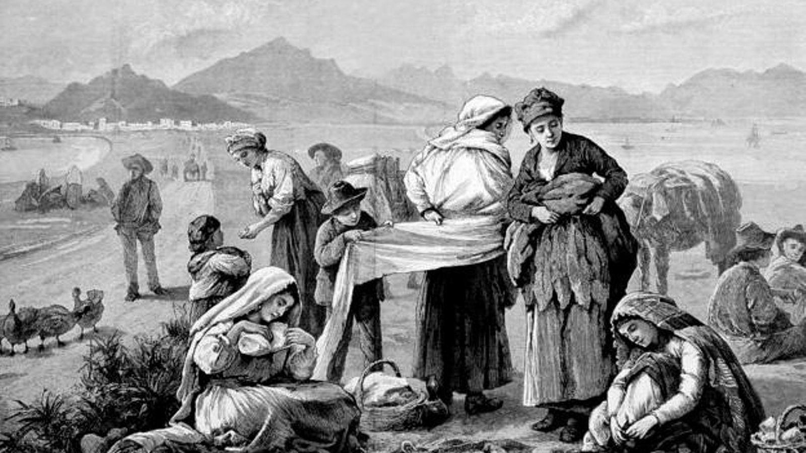 Matuteras-contrabandistas en la zona neutral del Peñón.