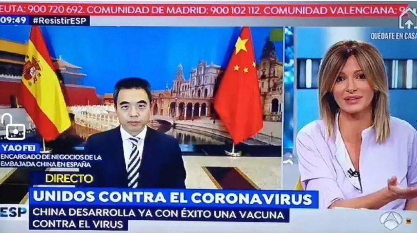 Cartel embajada china.