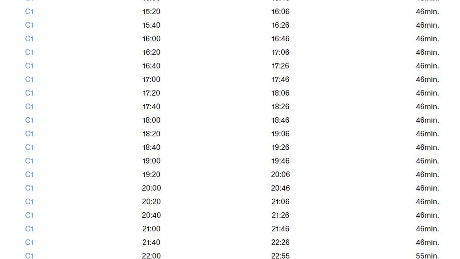 Horarios desde este lunes