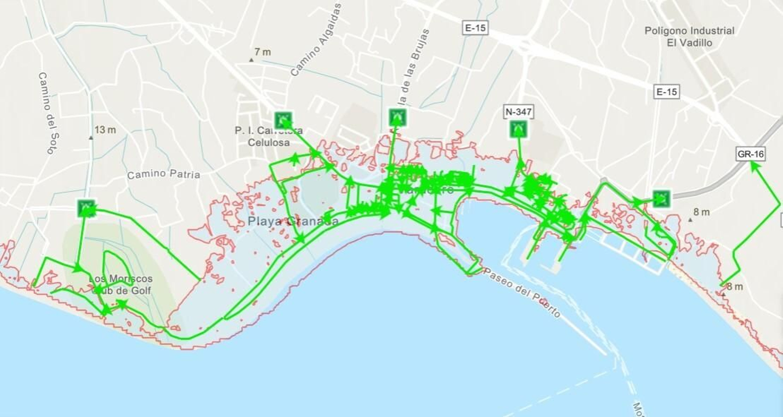 Zona afectada en Playa Granada ante un posible maremoto.