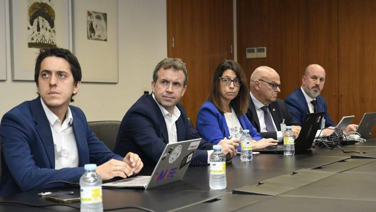 Representantes del Consistorio local durante la reunión mantenida en Madrid.