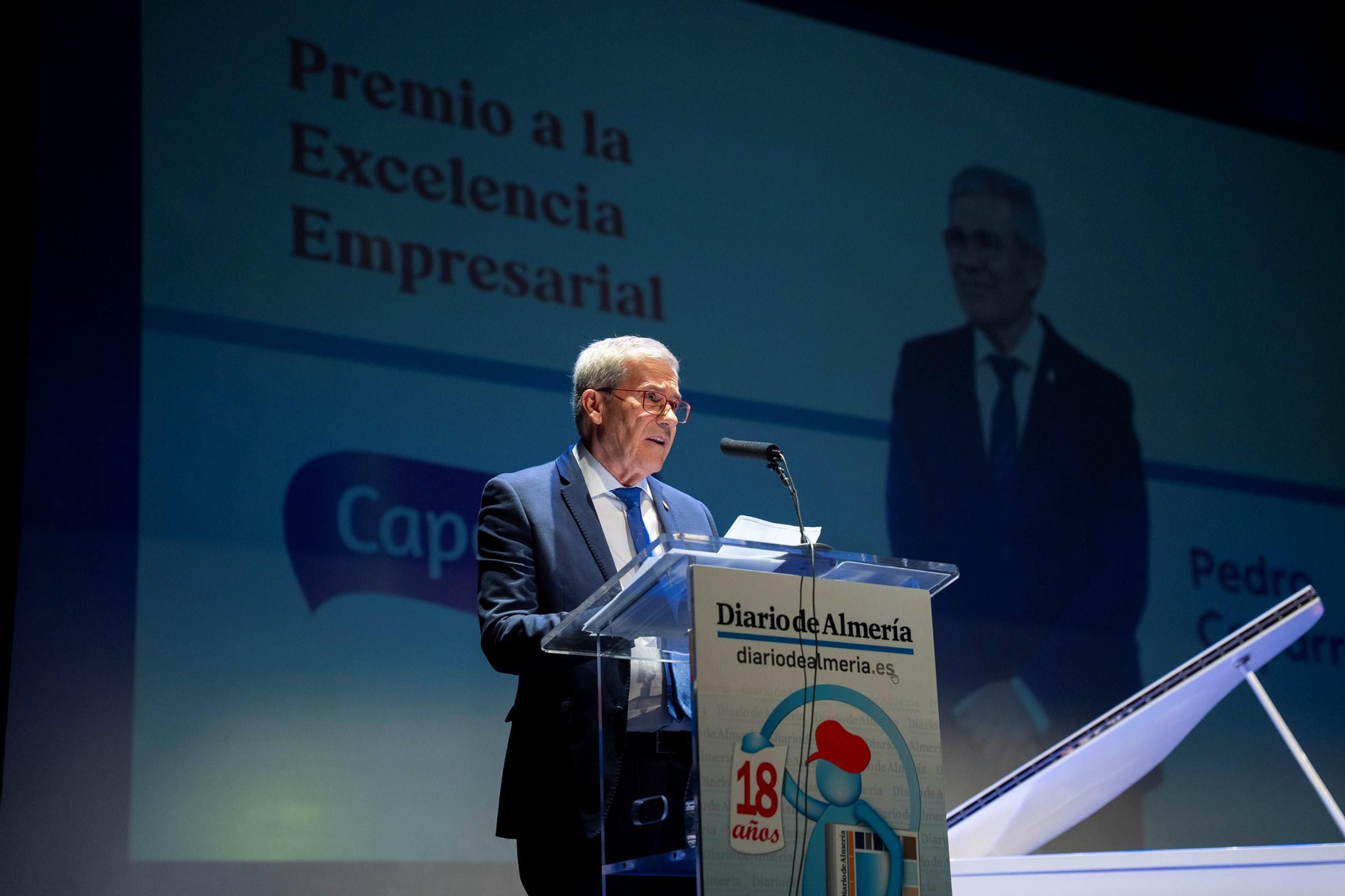 Pedro Caparrós, director general de Grupo Caparrós y presidente de la Fundación que lleva su nombre durante su discurso.