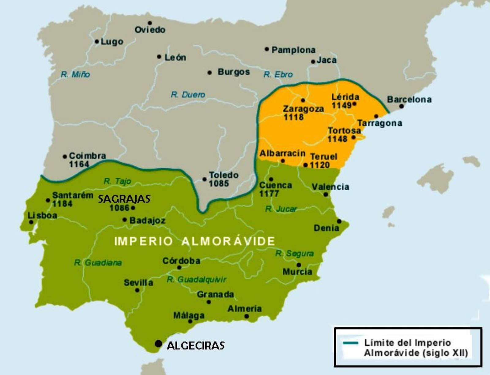 Extensión del Imperio Almorávide en al-Andalus (siglo XII).