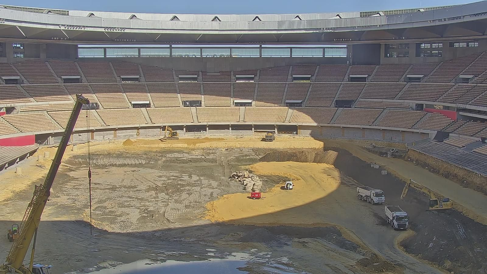 Imagen de las obras en el Estadio de la Cartuja.