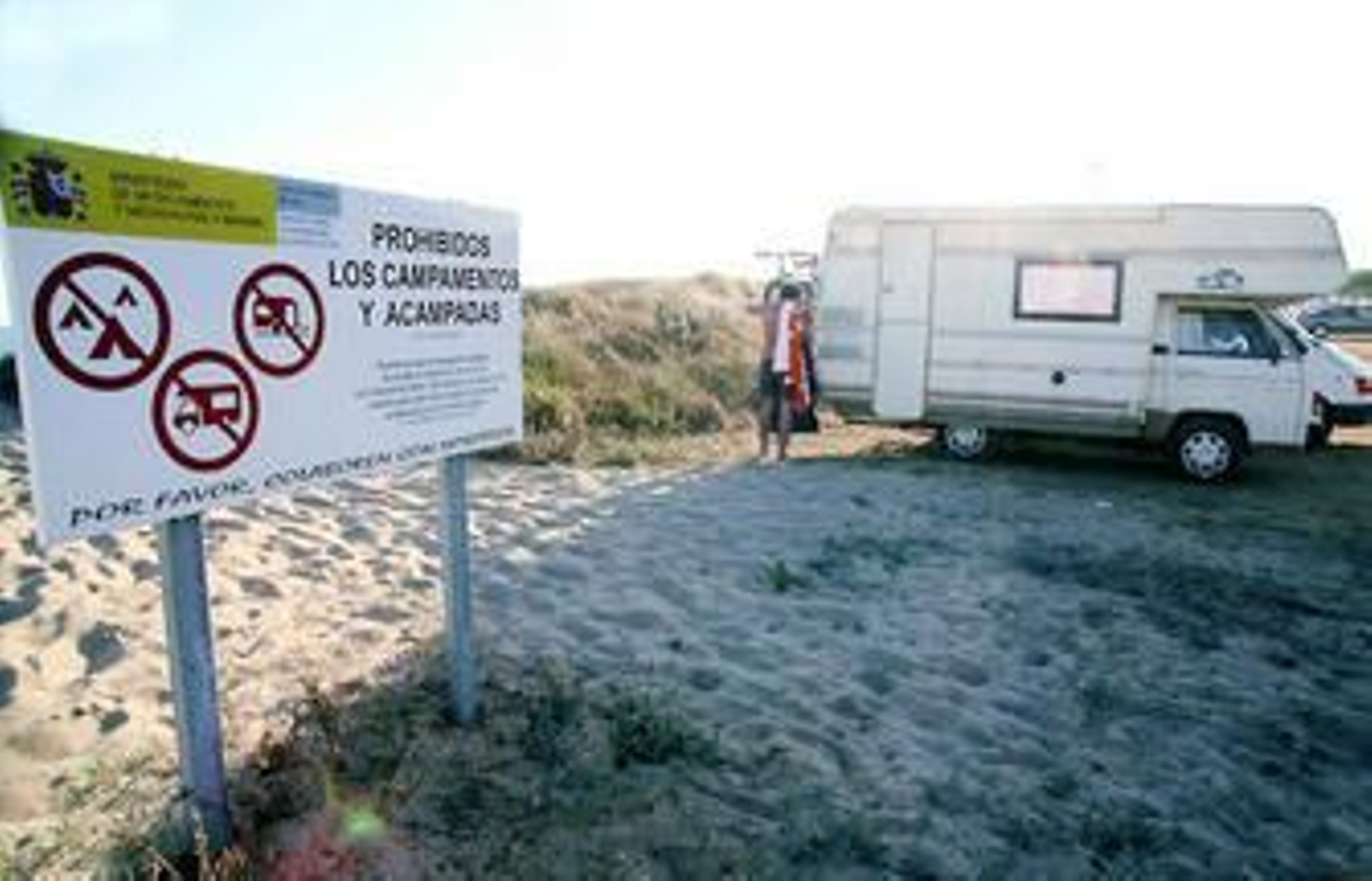 Asentamiento en la zona de la playa de La Bota, en Punta Umbría.