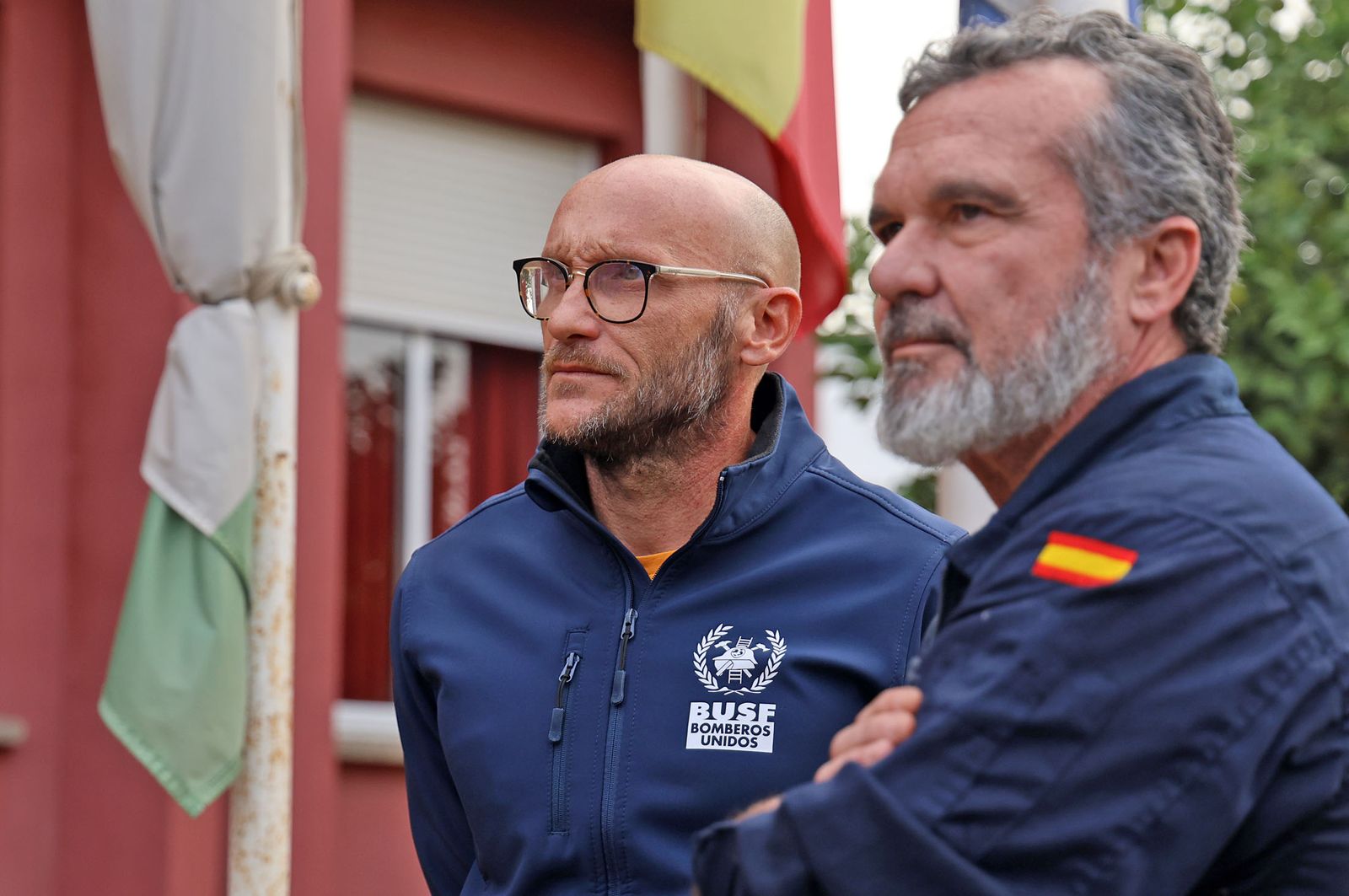 Imágenes de la partida de los bomberos de BUSF Huelva hacia Valencia