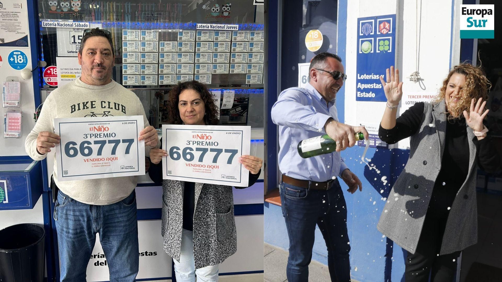 Los responsables de las papelerías agraciadas en San Roque con El Niño.