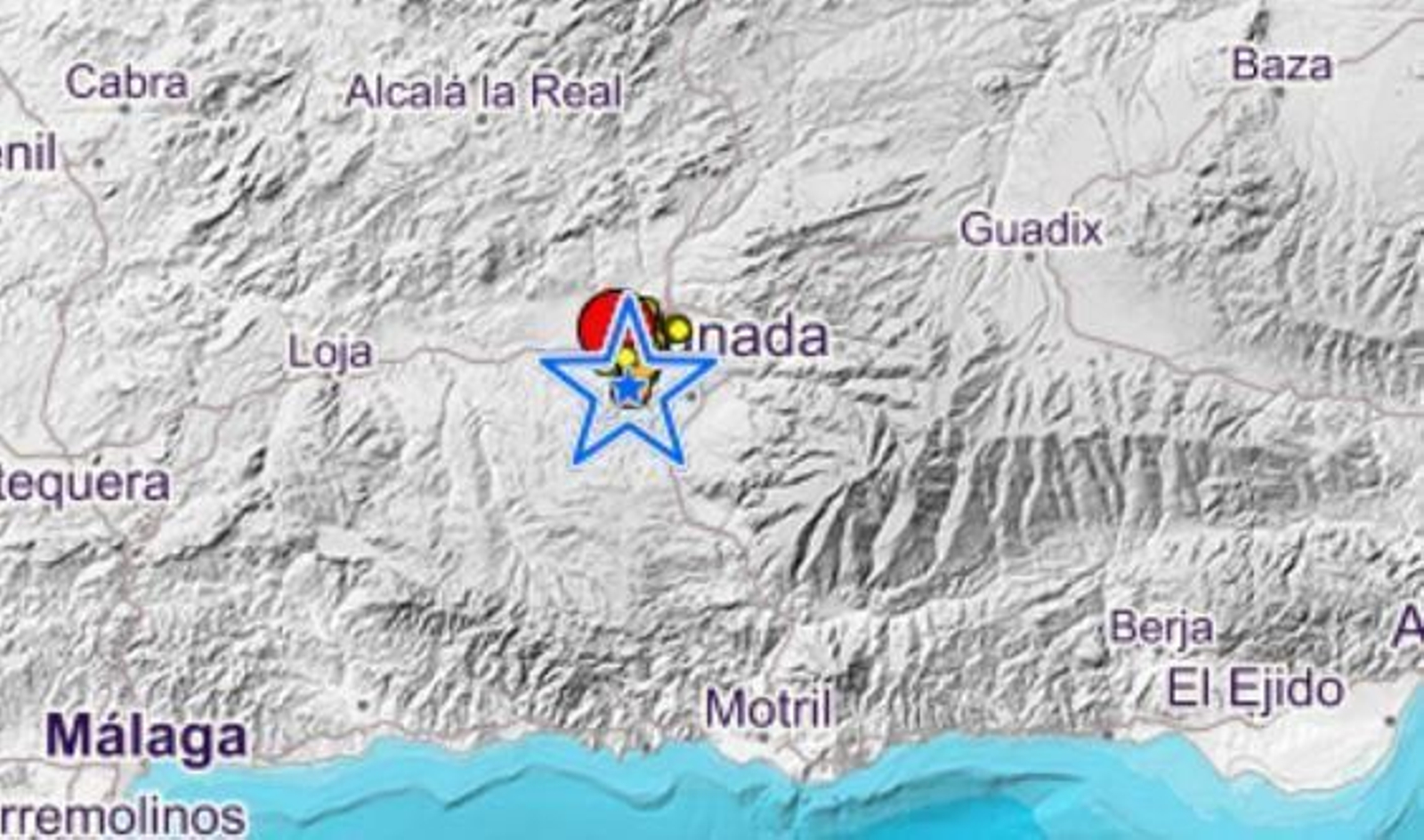 Último terremoto registrado este lunes en Granada.