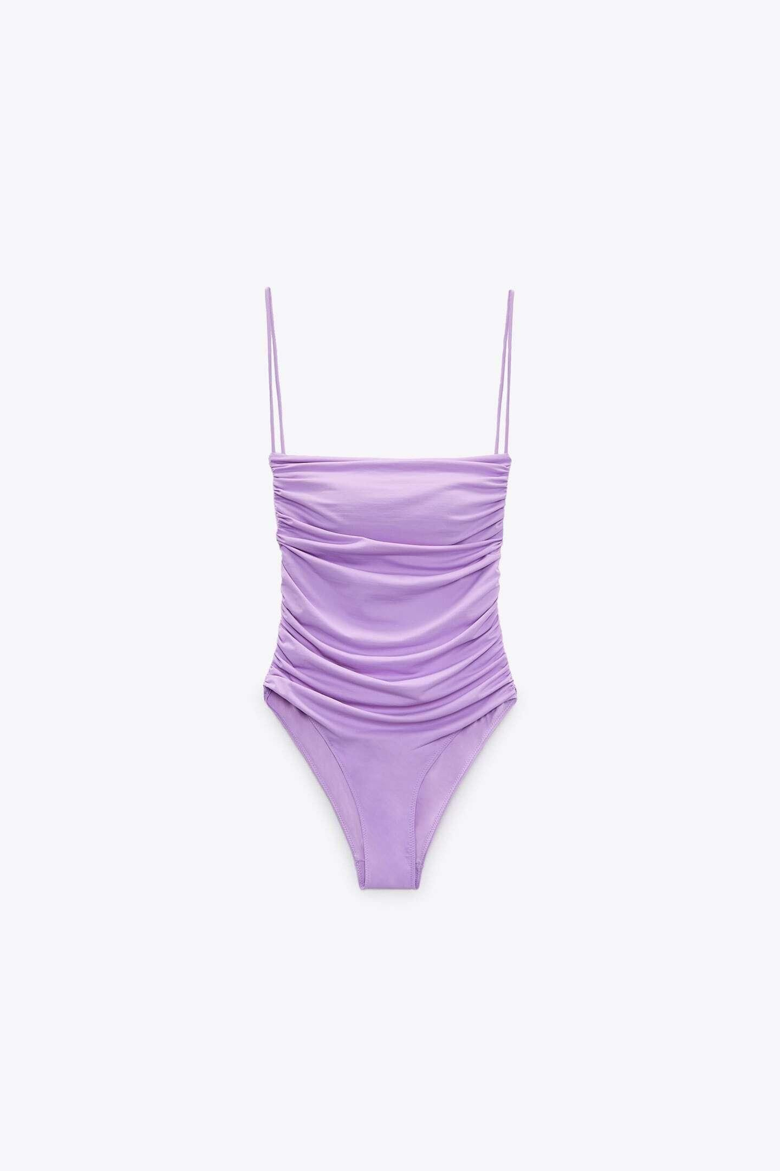 Bañador malva drapeado de Zara. Bañador malva drapeado de Zara.