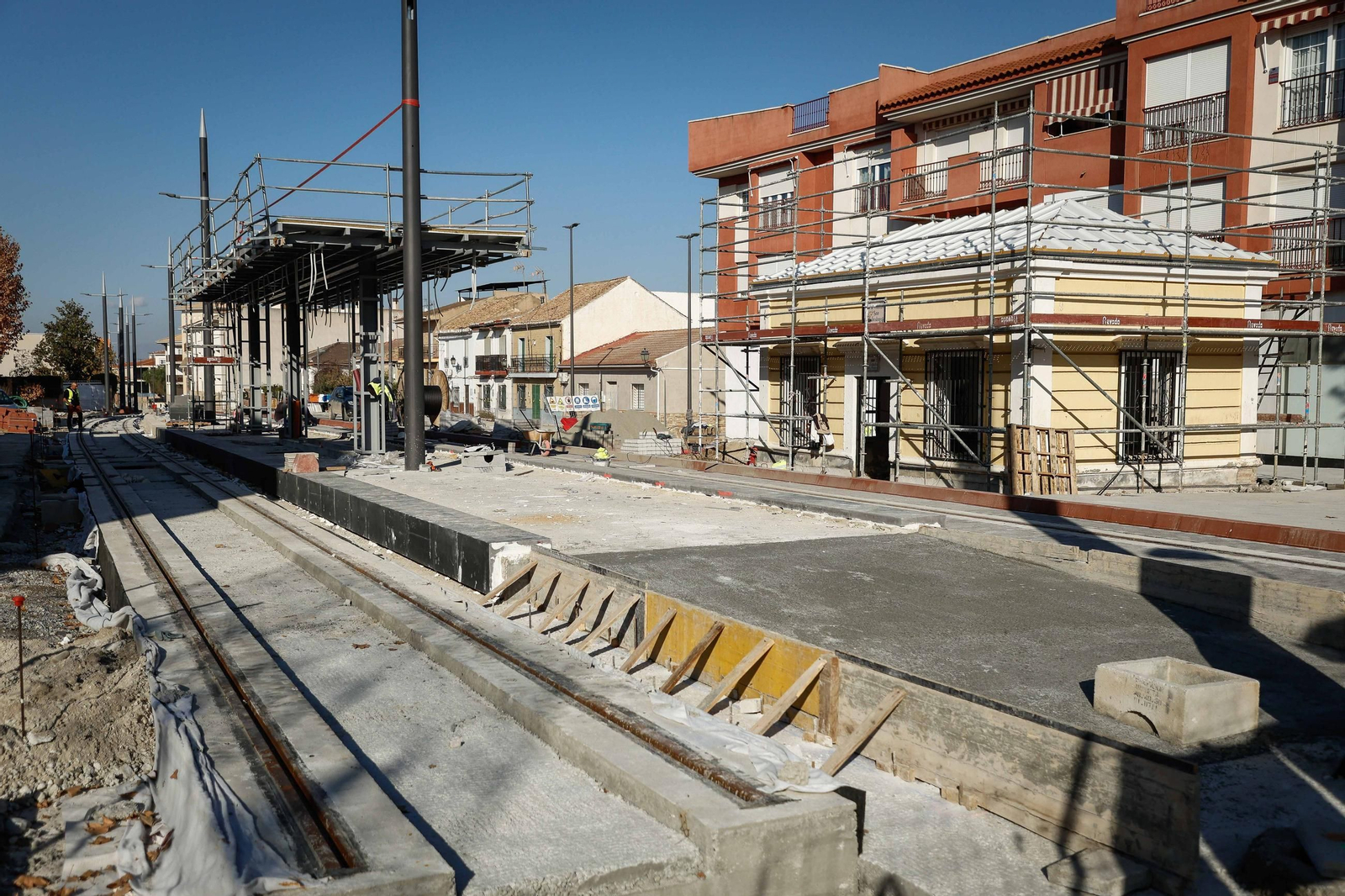 Parada de Las Gabias, en la Plaza de la Estación de Tranvías, última del recorrido