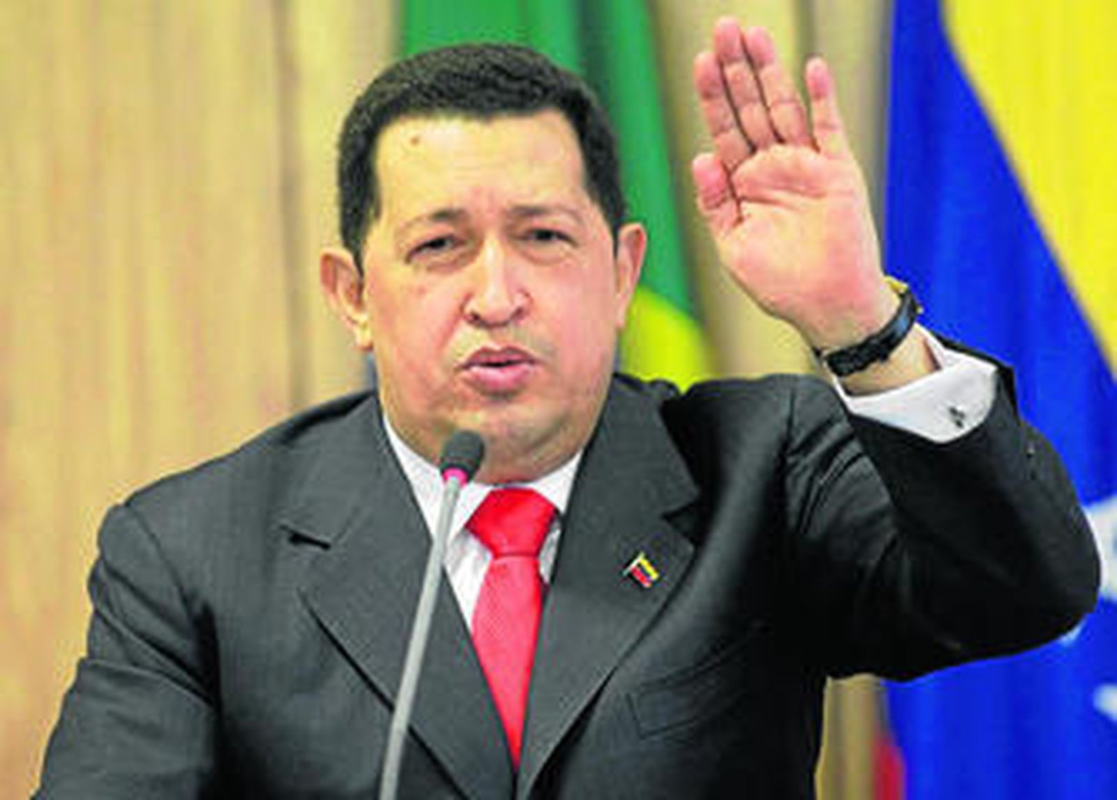 El presidente Chávez, durante la rueda de prensa que ofreció en Brasilia el pasado día 6.