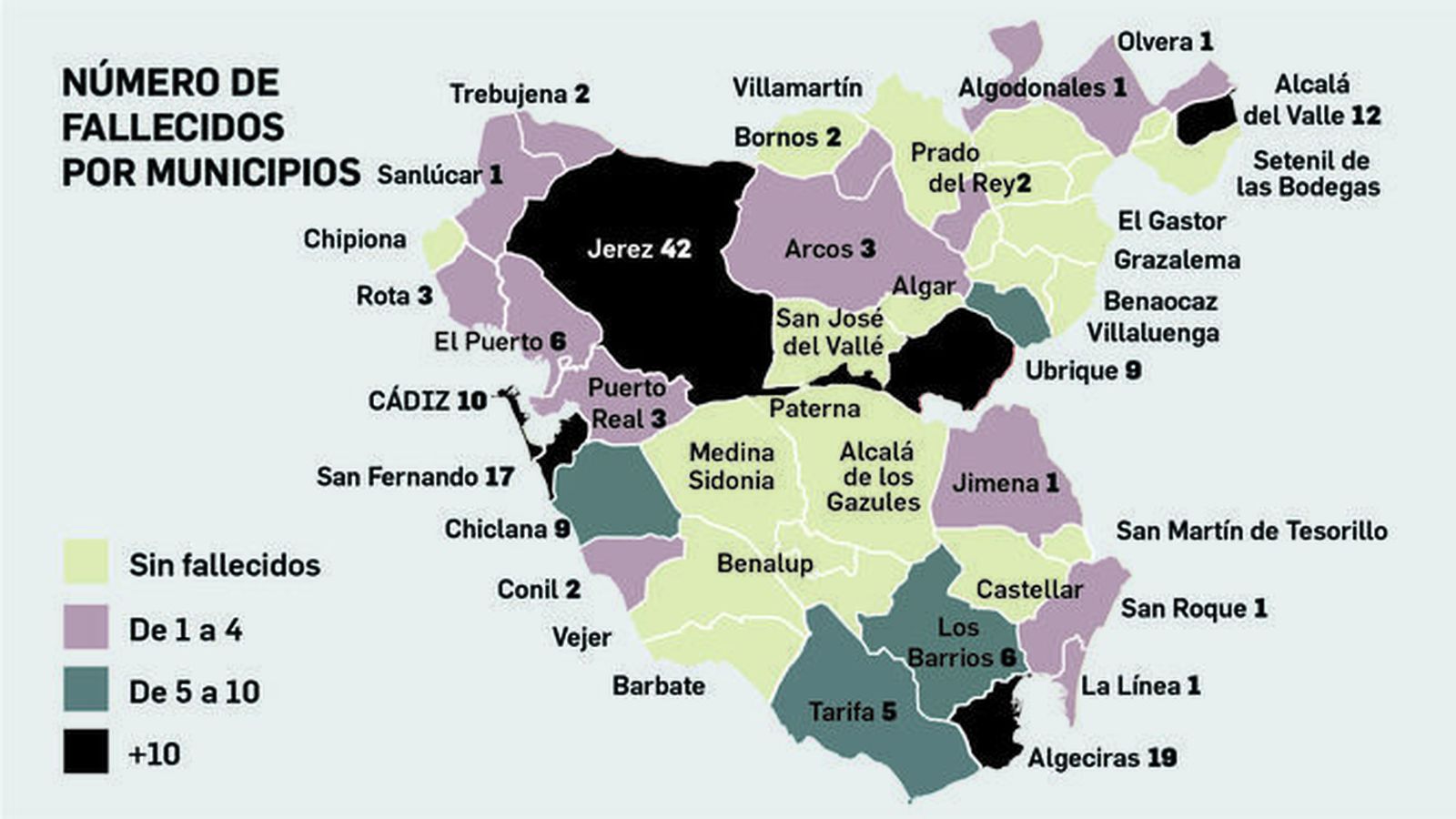 Los fallecidos por coronavirus en las localidades de la provincia