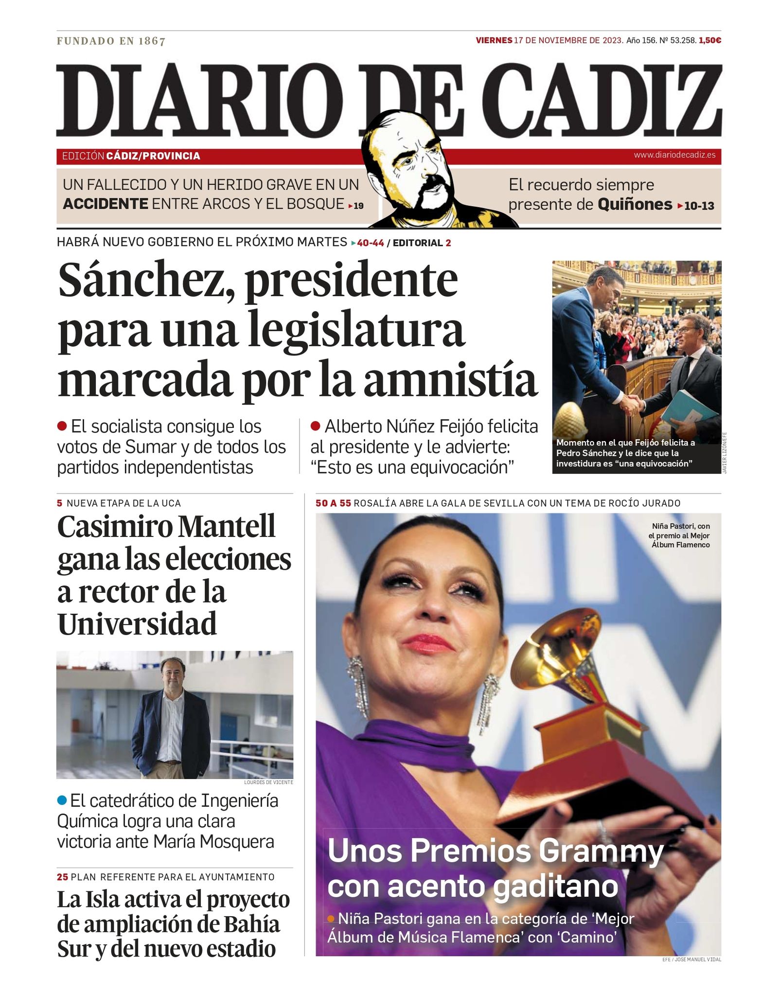 17 de noviembre. Pedro Sánchez es reelegido presidente del Gobierno.