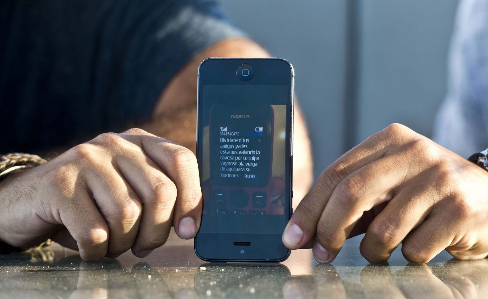 Detalle del SMS que recibieron unas víctimas de un secuestro virtual frustrado.