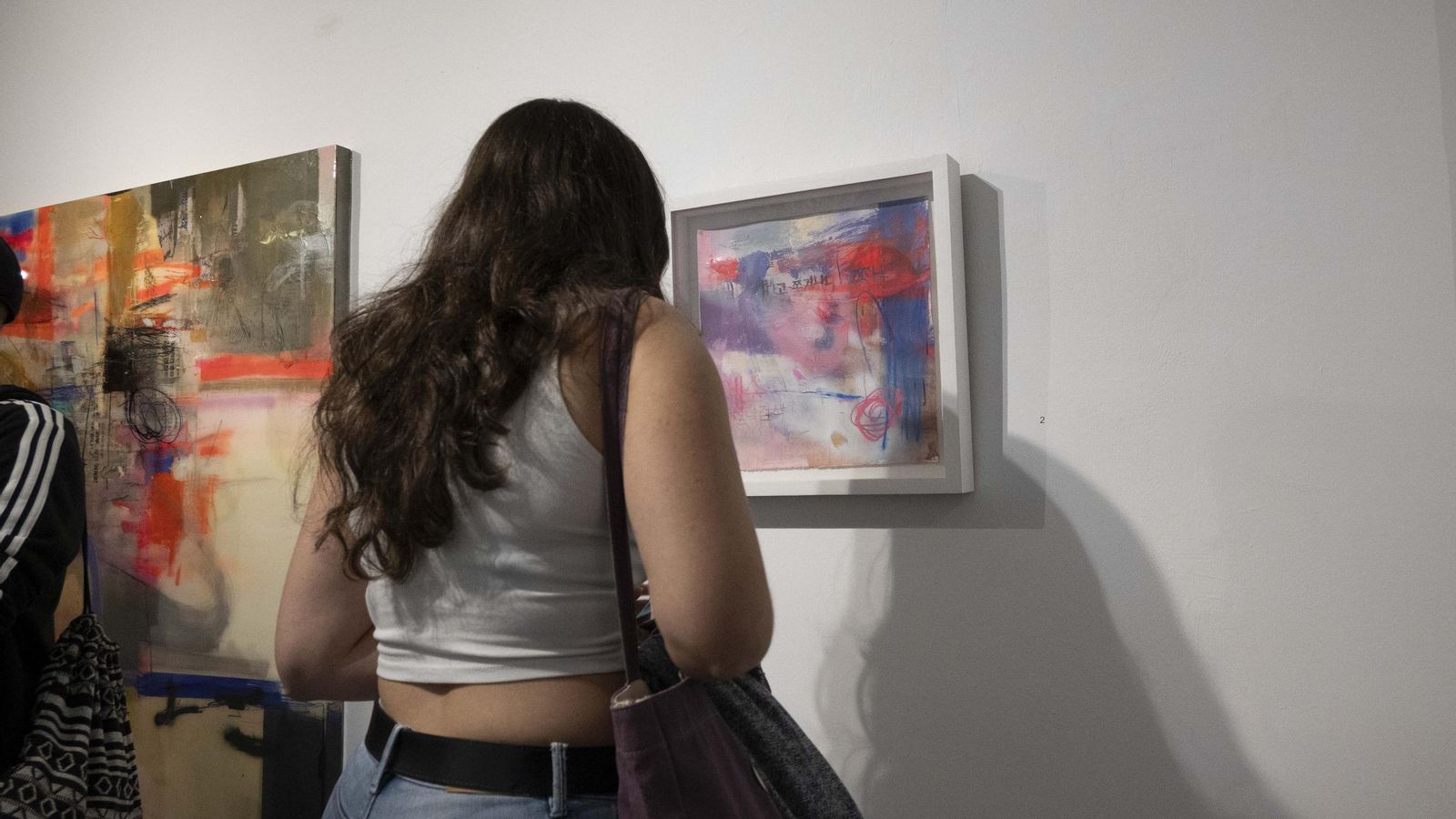 Visitante de la exposición de Pedro Rodríguez Garrido.