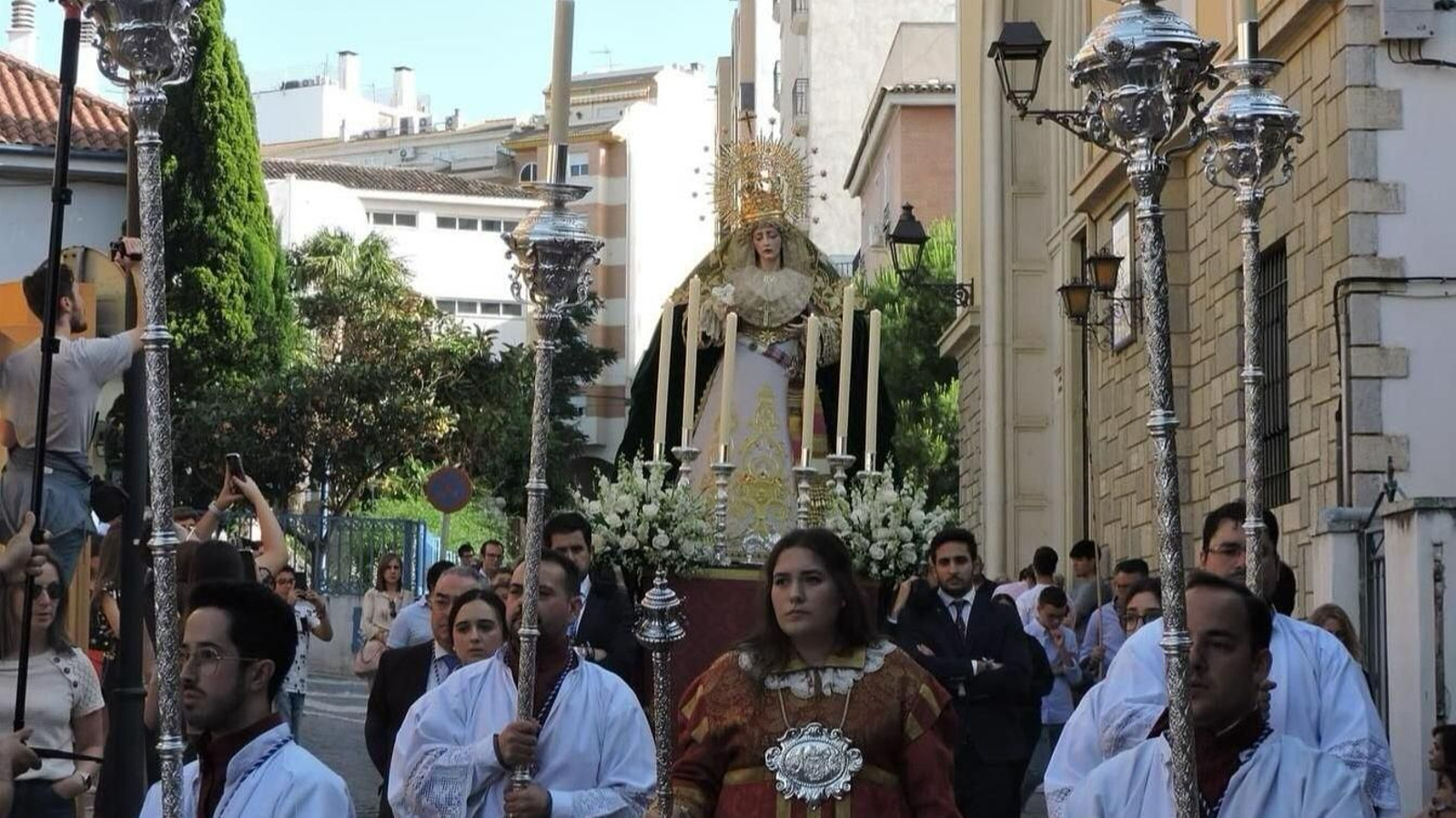 Salida en rosario de la Virgen de la Paz el pasado año.