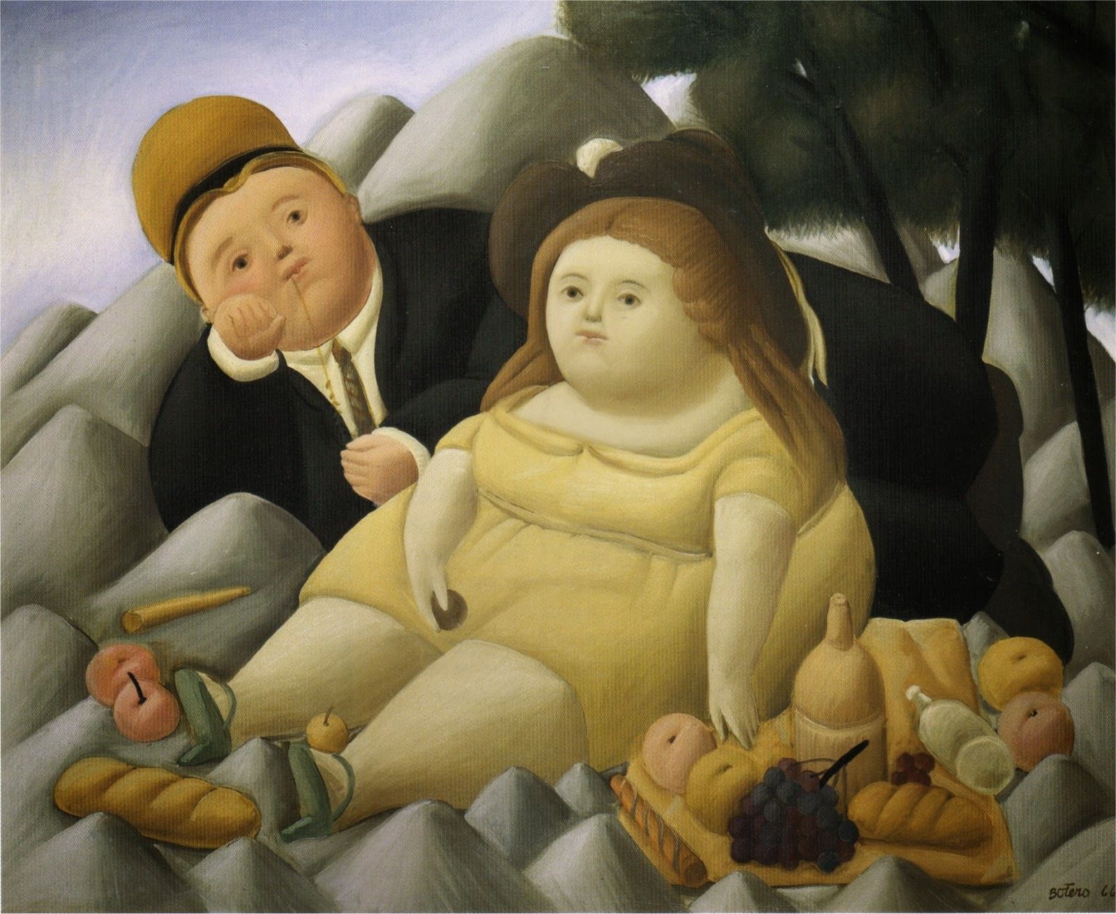 Dos personas con sobrepeso en la obra de Botero.