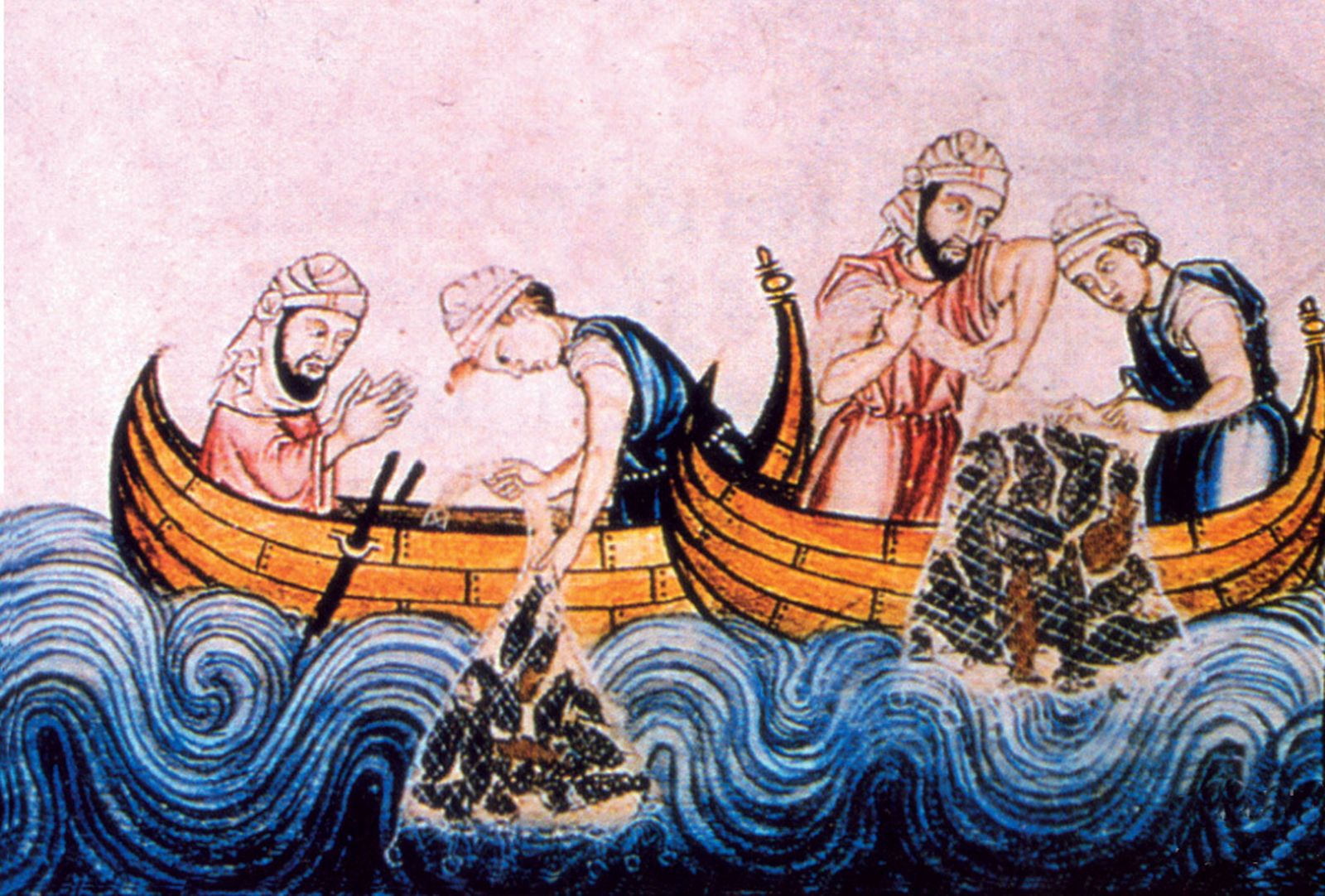 Pescadores musulmanes (Miniatura de las Cantigas, Biblioteca de El Escorial).