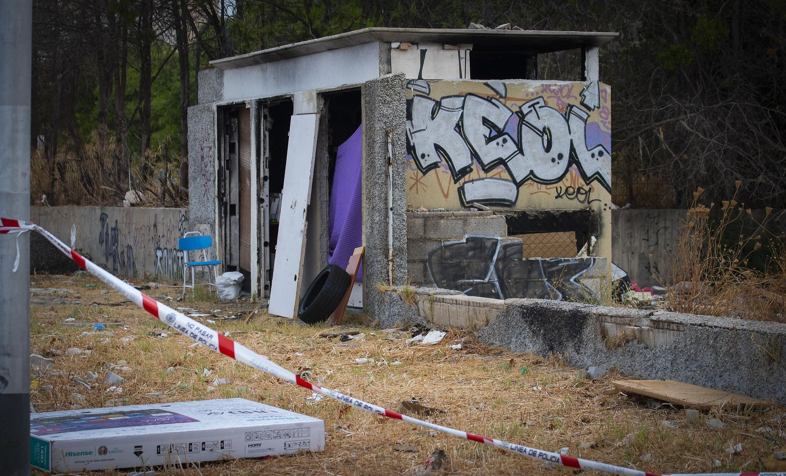 El transformador abandonado en el que ocurrieron los hechos.