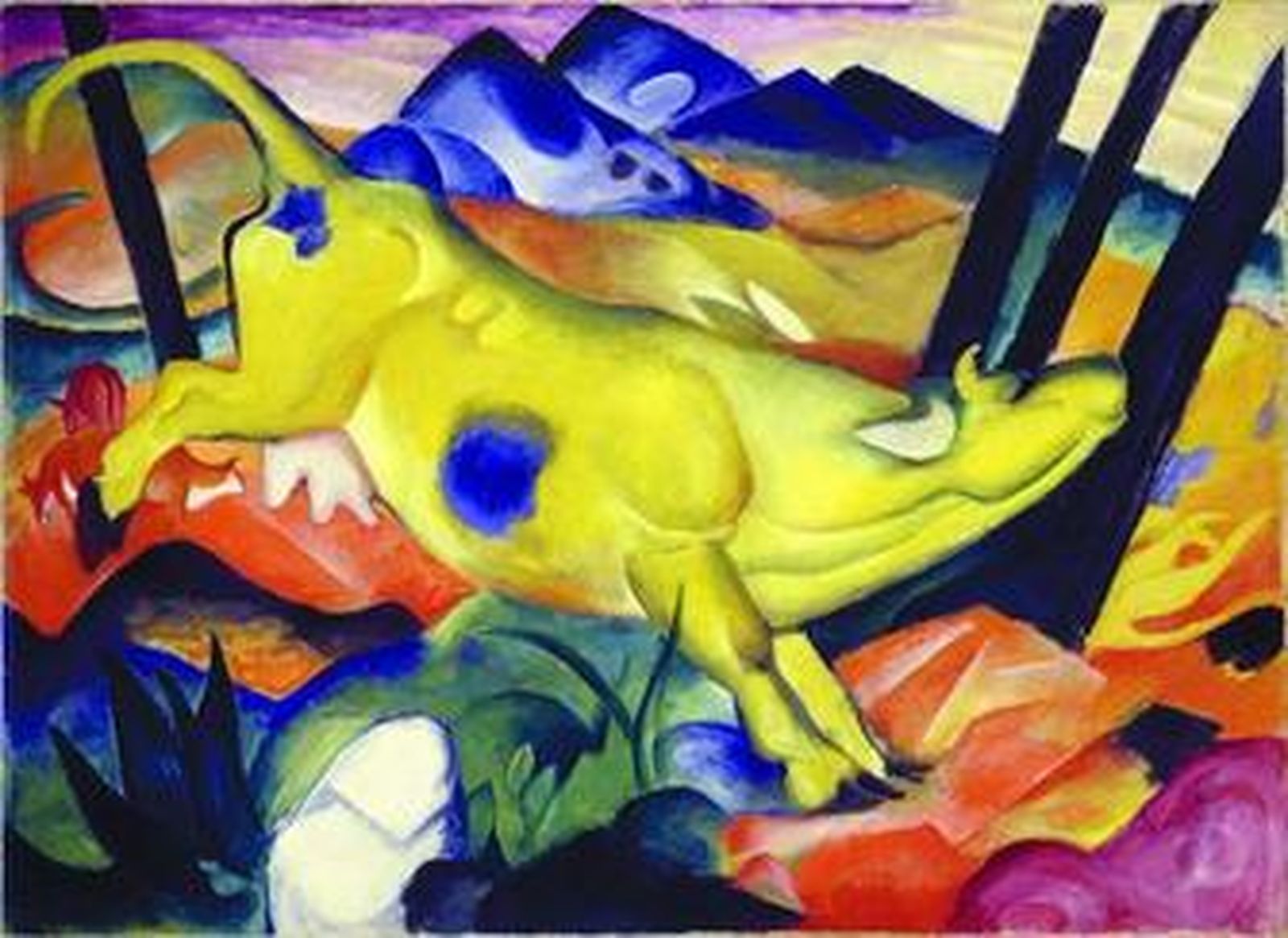 'Vaca amarilla', obra pintada por Franz Marc en 1911 y ahora exhibida en el Museo Guggenheim Bilbao.