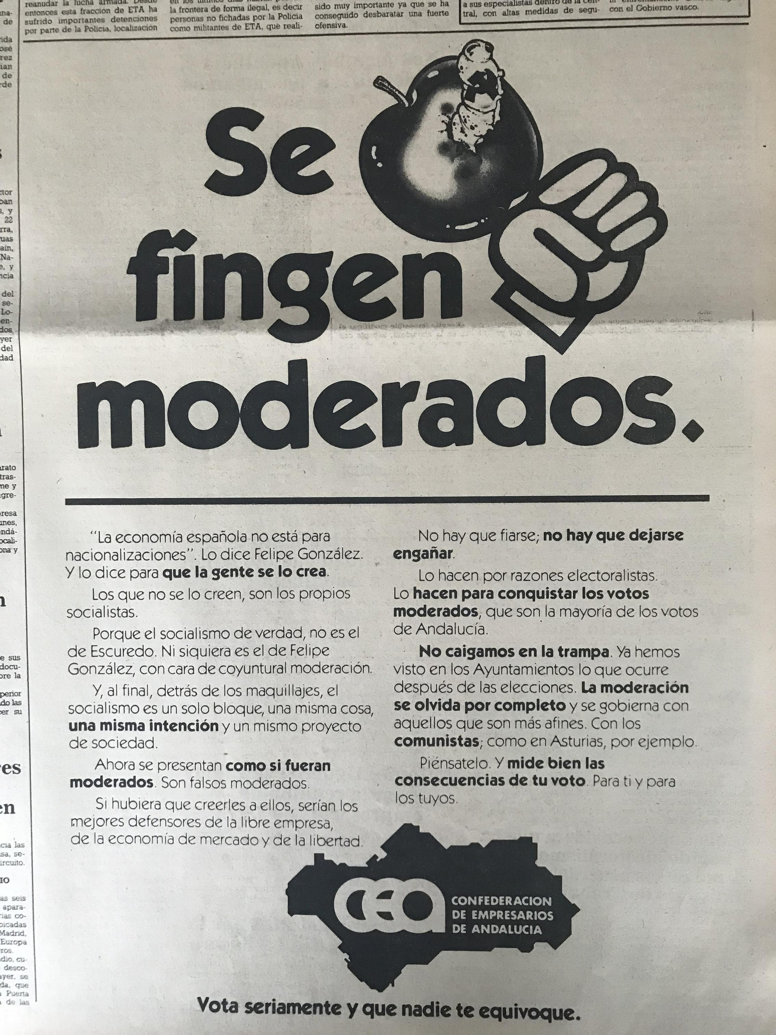 Uno de los polémicos anuncios de la Confederación de Empresarios. Uno de los polémicos anuncios de la Confederación de Empresarios.
