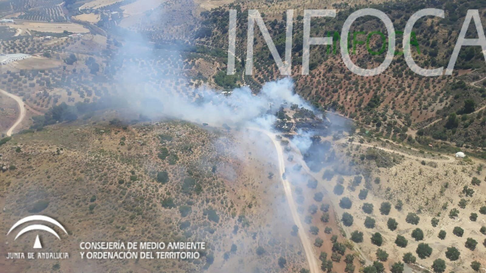 Imagen distribuida por el perfilde Twitter del Infoca del incendio en Ardales