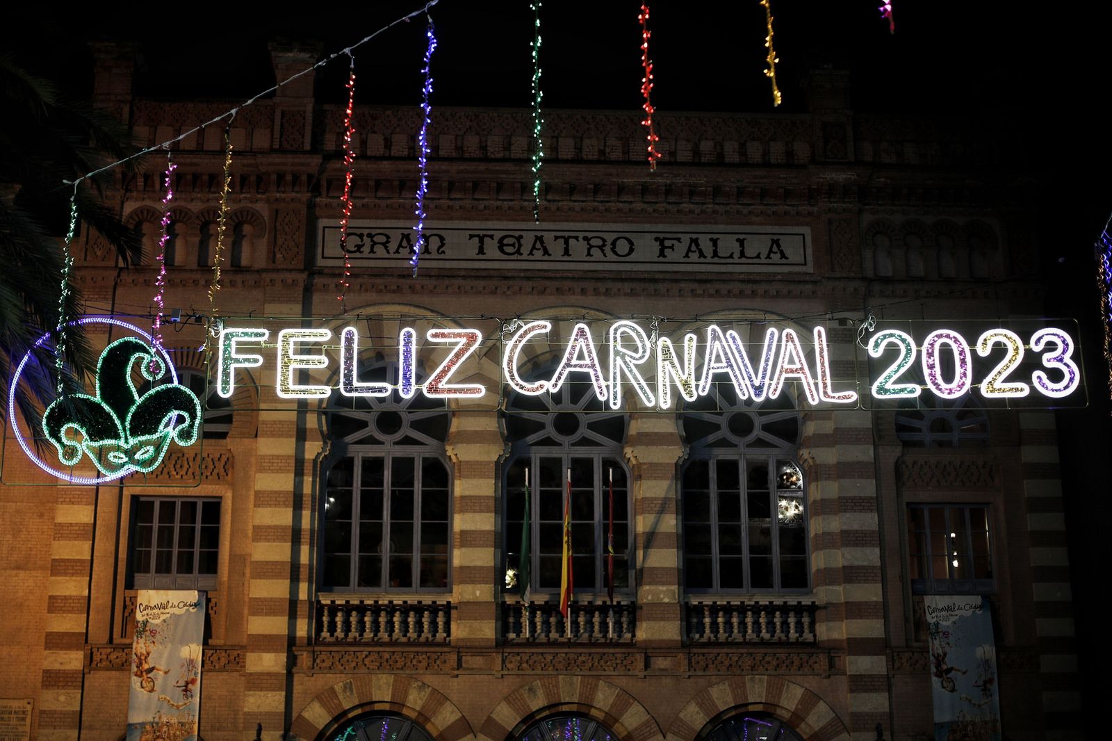 Decoración de la plaza Fragela durante el Carnaval 2023.