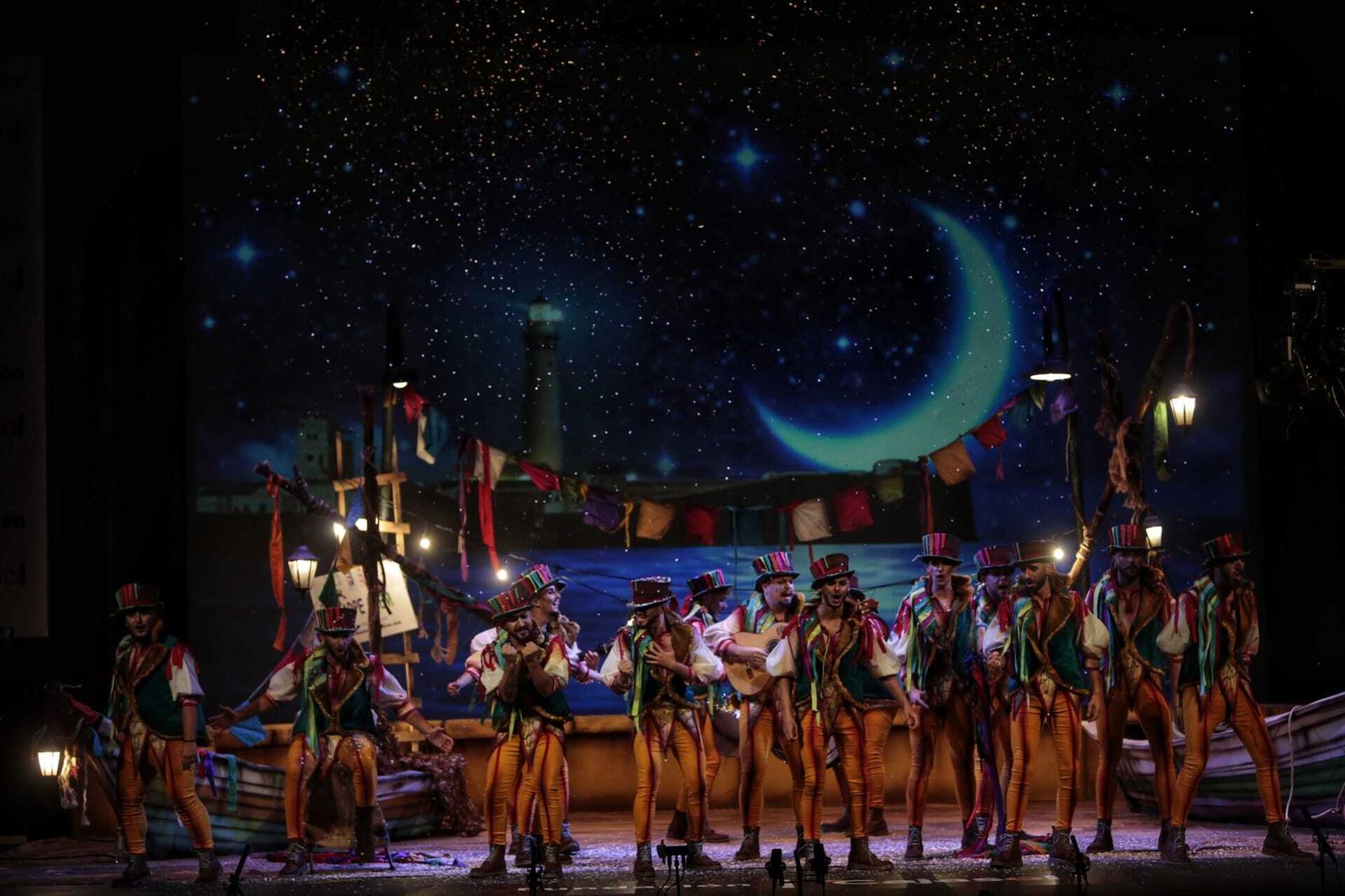 La comparsa "Cantando bajo la lluvia"