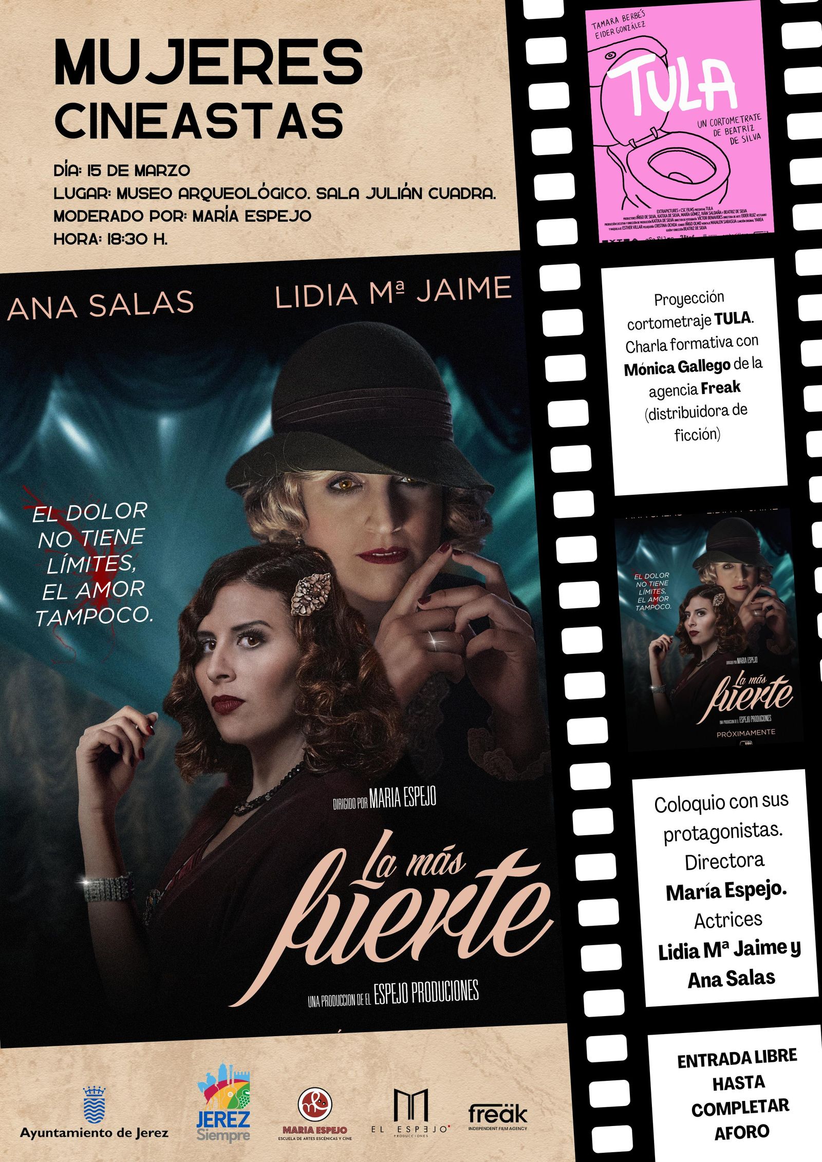 Cartel del evento 'Mujeres cineastas', actividad que se realizará el 15 de marzo en el Museo Arqueológico.