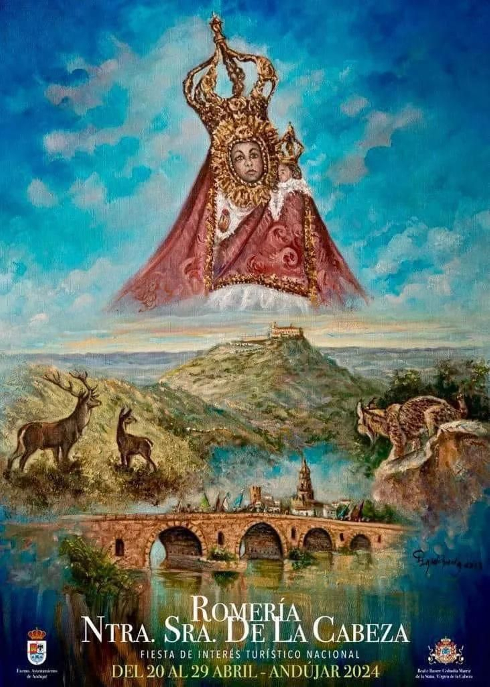 El camino al santuario y la fauna de Sierra Morena protagonizan junto a la Virgen el cartel 2024.