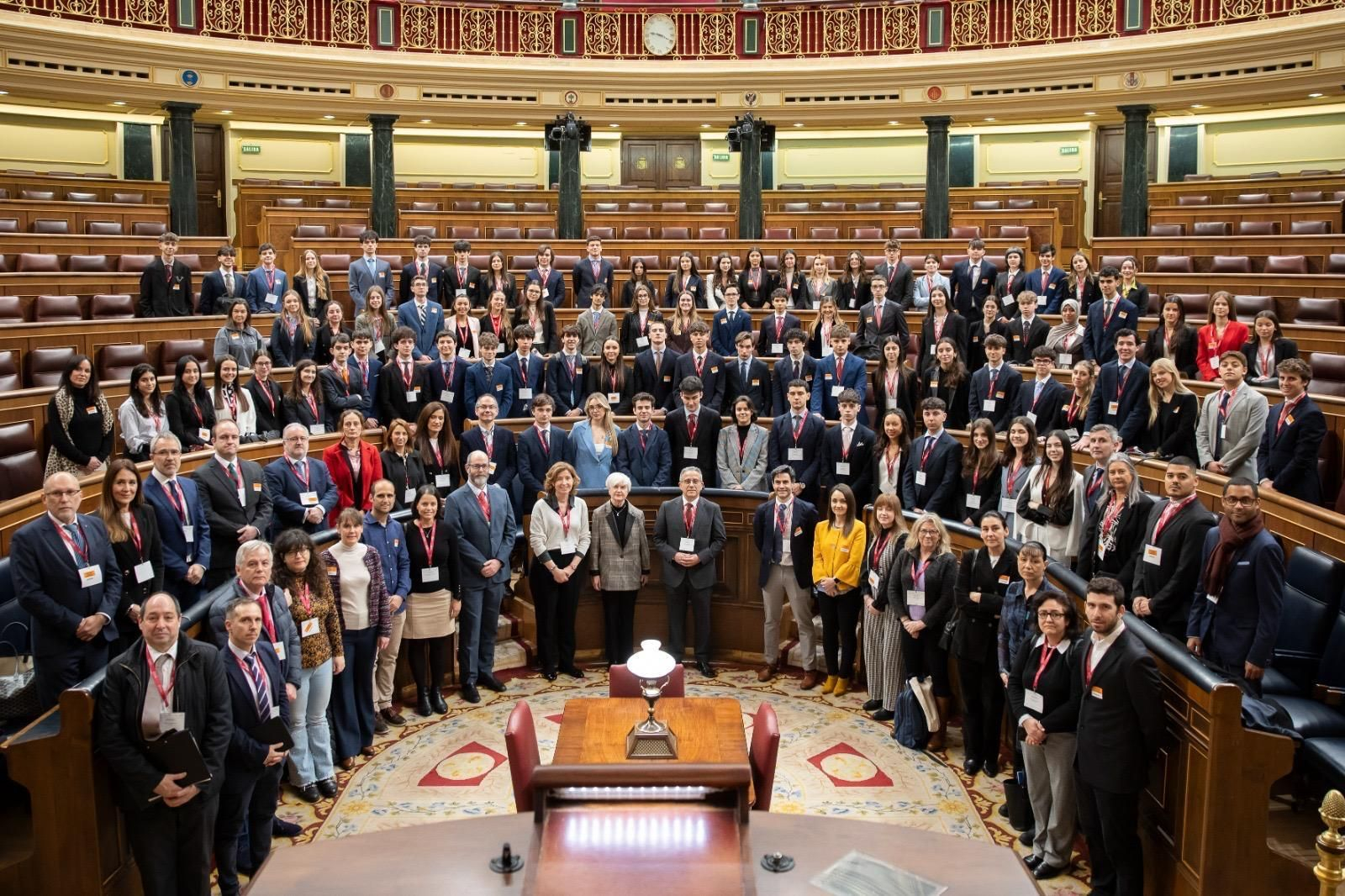 Los participantes en la Sesión Nacional del Modelo de Parlamento Europeo, en el Congreso de los Diputados