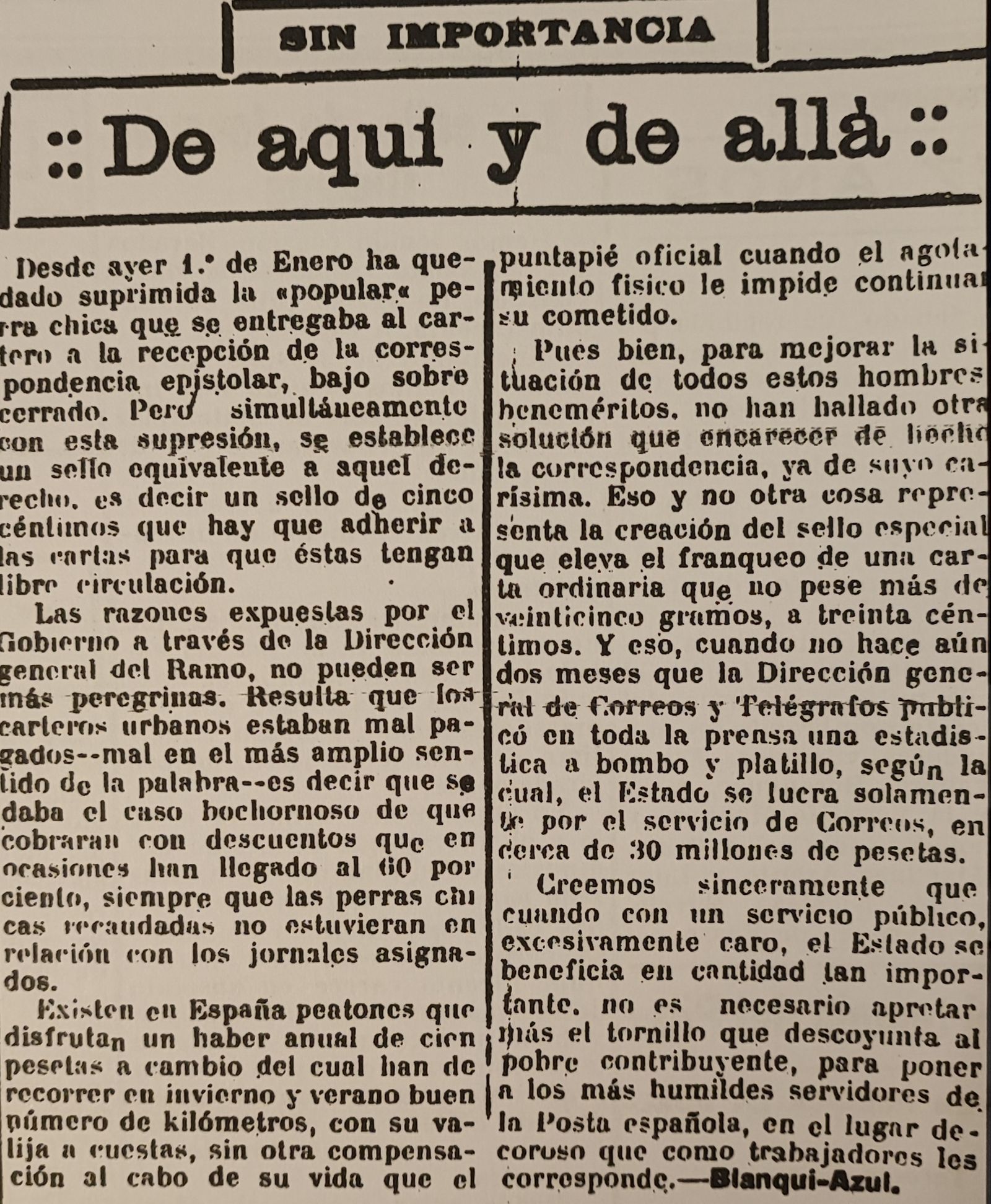 Diario de Huelva, 2 de enero de 1931.