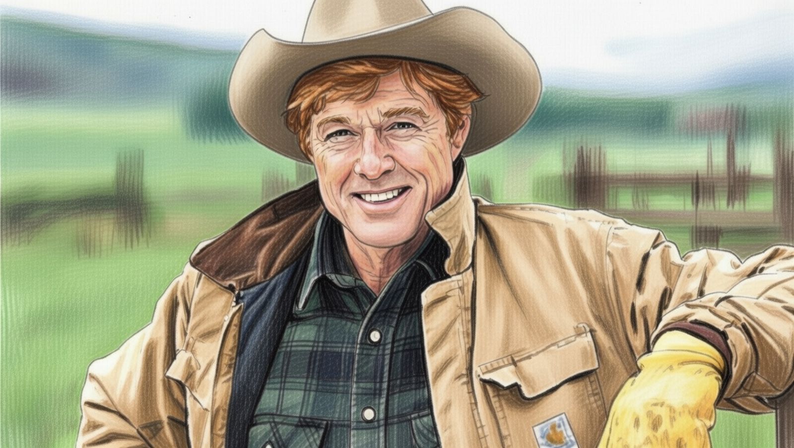 La efigie de Robert Redford silueteada como dibujo
