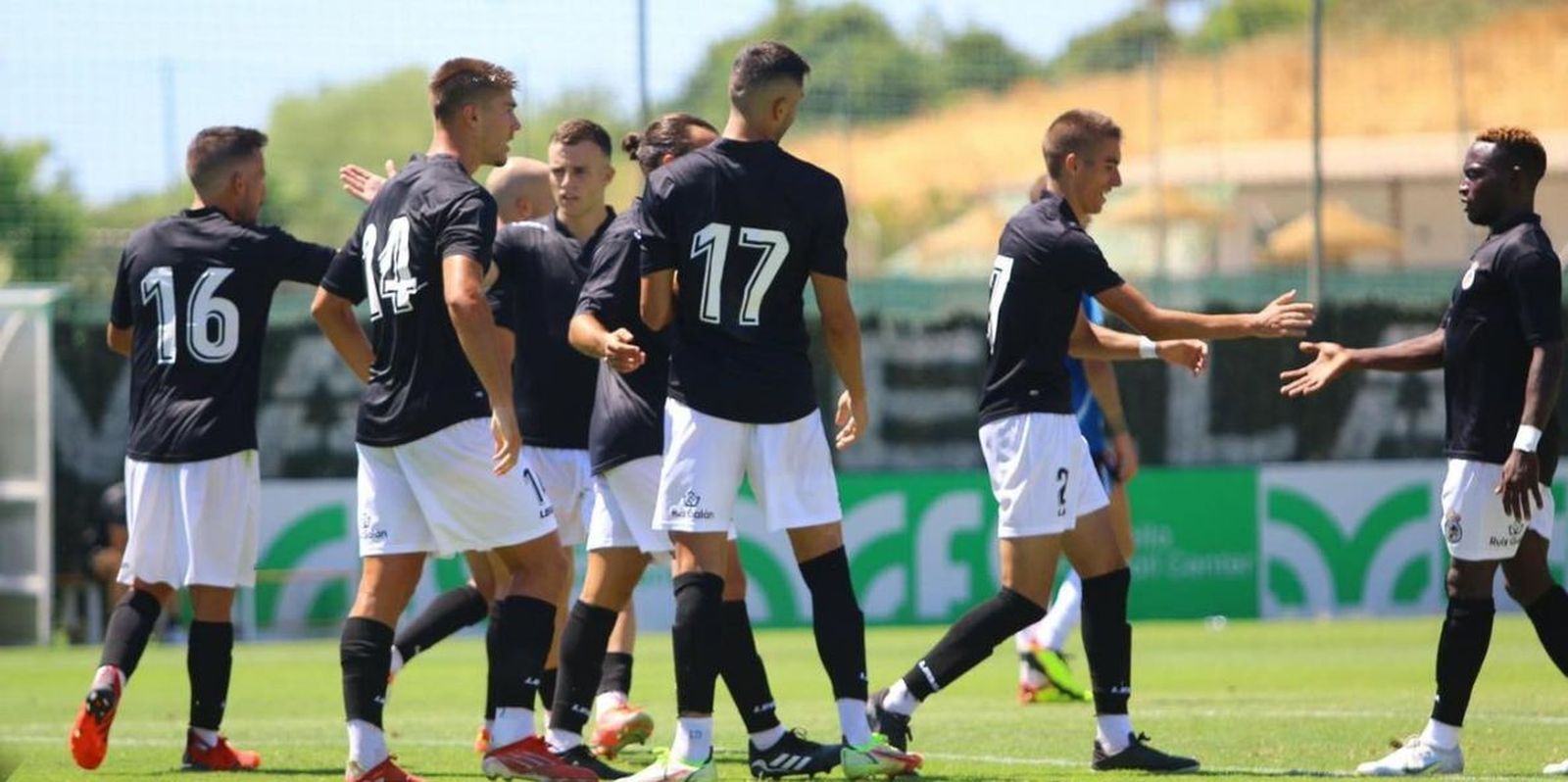 Los jugadores de la Balona festejan el gol del triunfo sobre el Espanyol