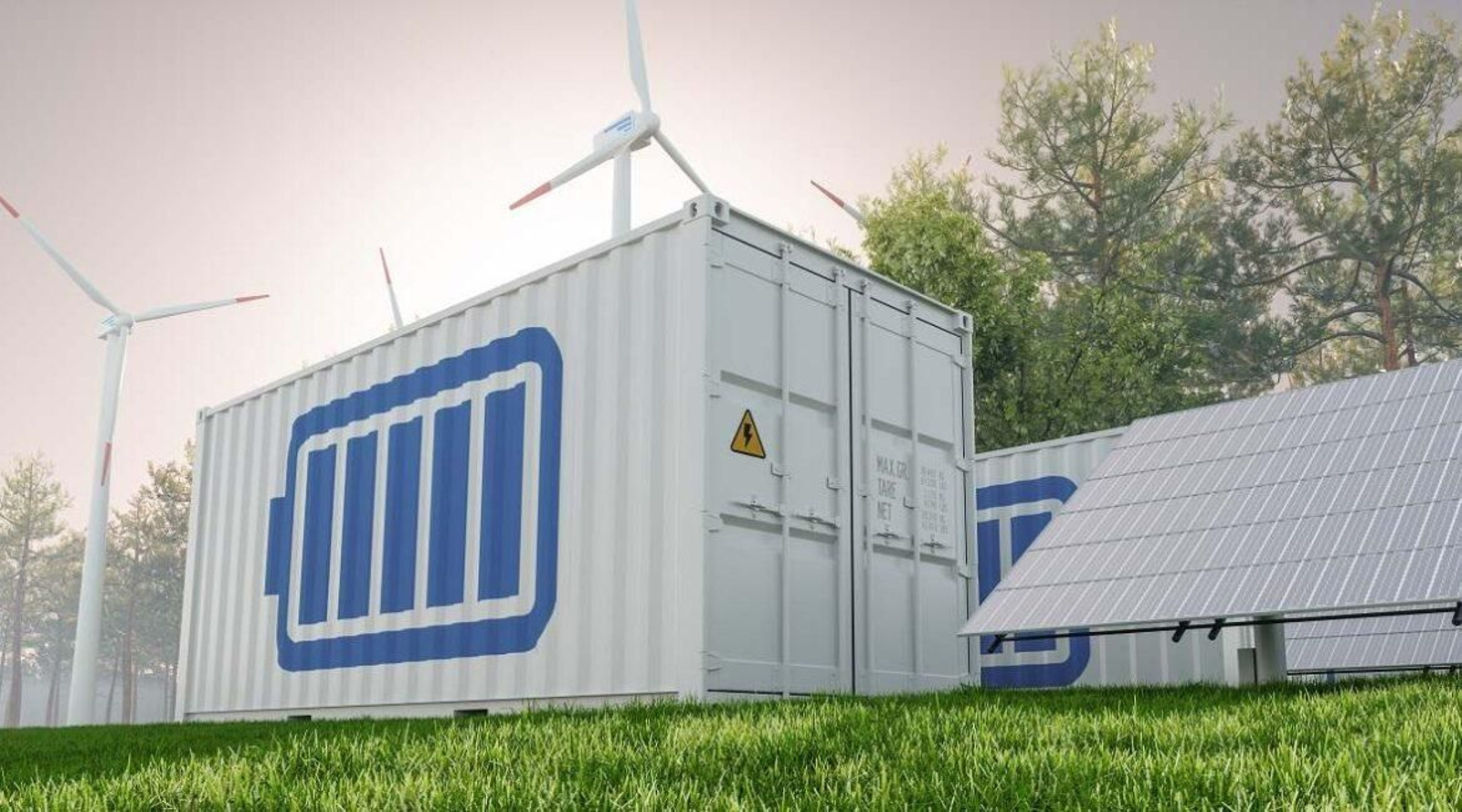 Una planta de almacenamiento de energía en baterías.